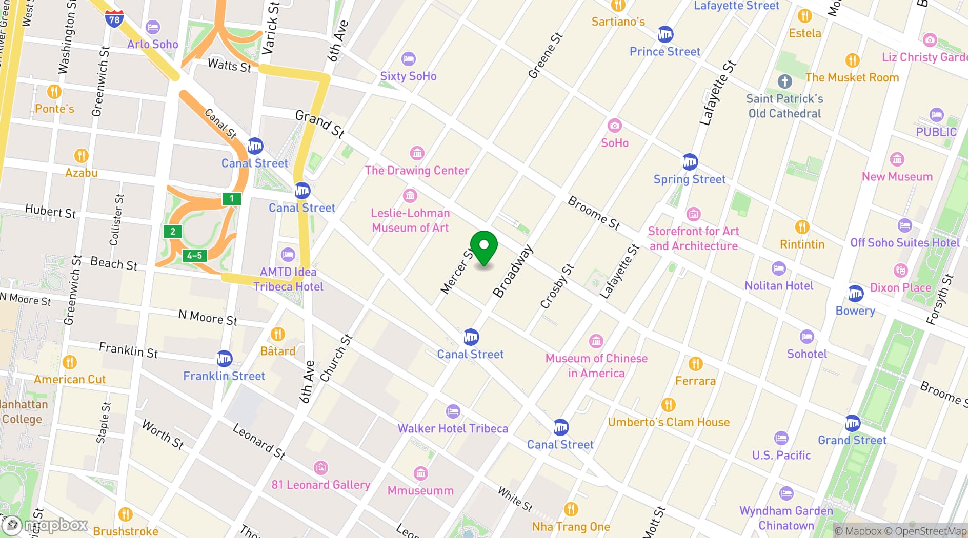 Map showing The Farm Soho