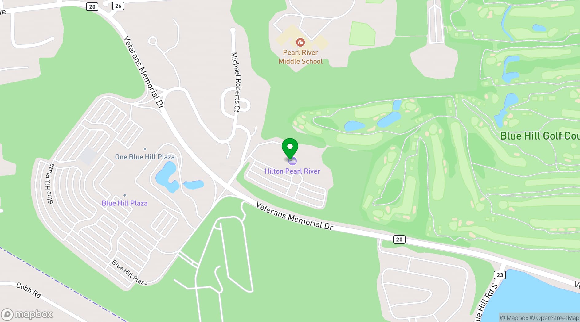 Map showing The Hilton Pearl River
