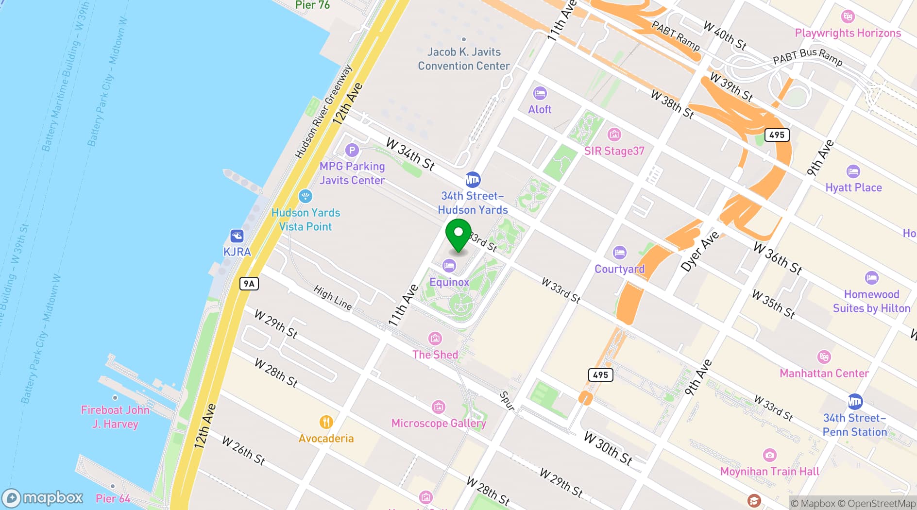 Map showing Equinox Hotel