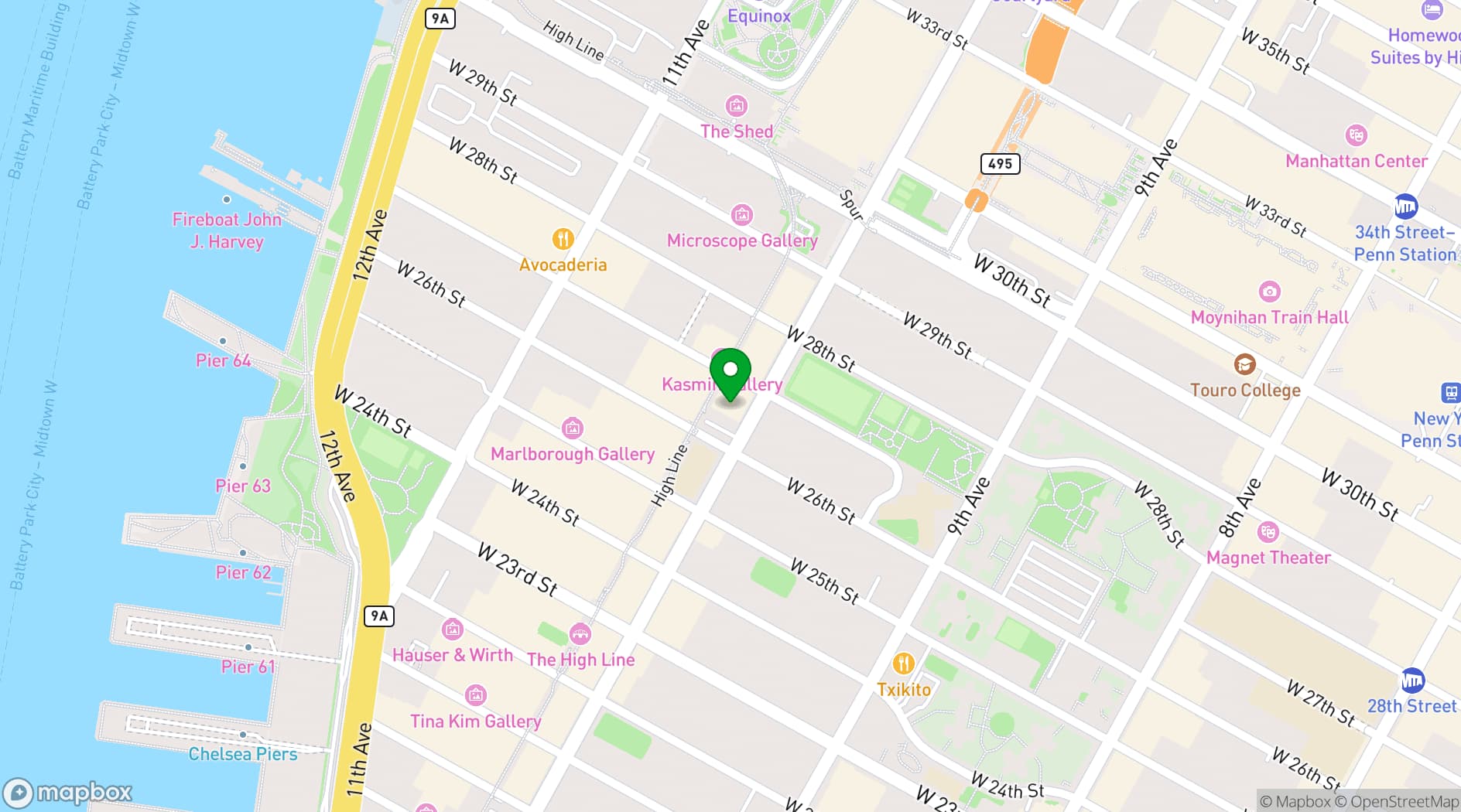 Map showing Marquee New York