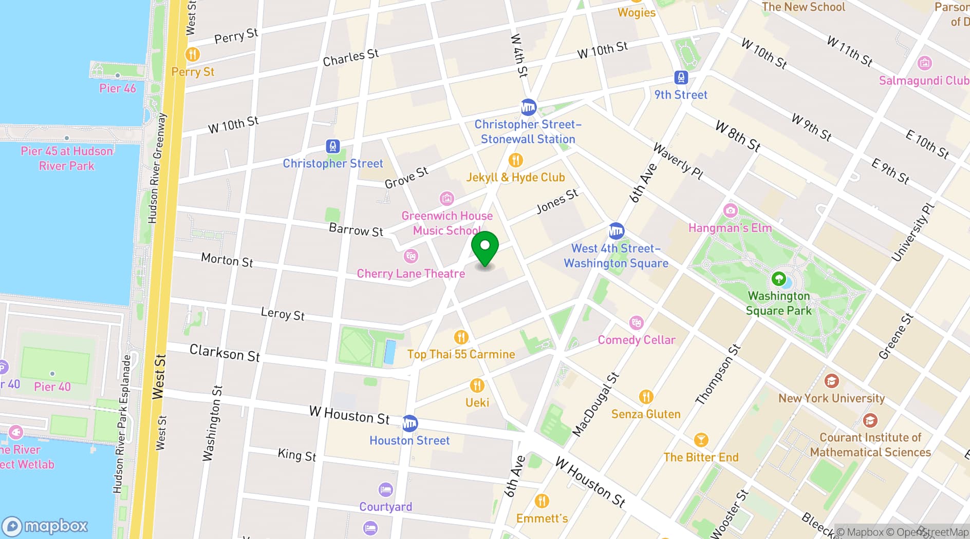Map showing Stylish West Village Garage Loft