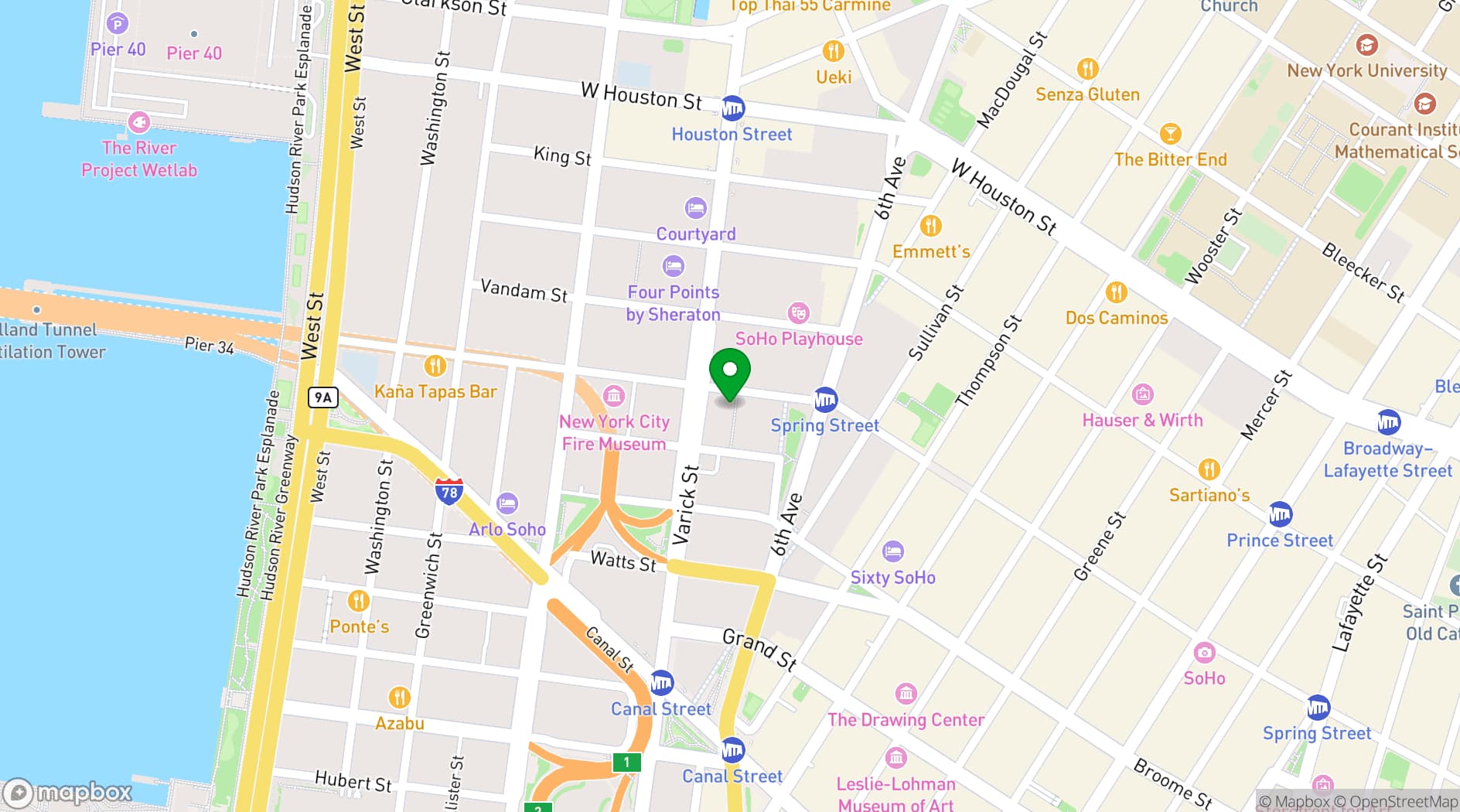 Map showing The Dominick Hotel