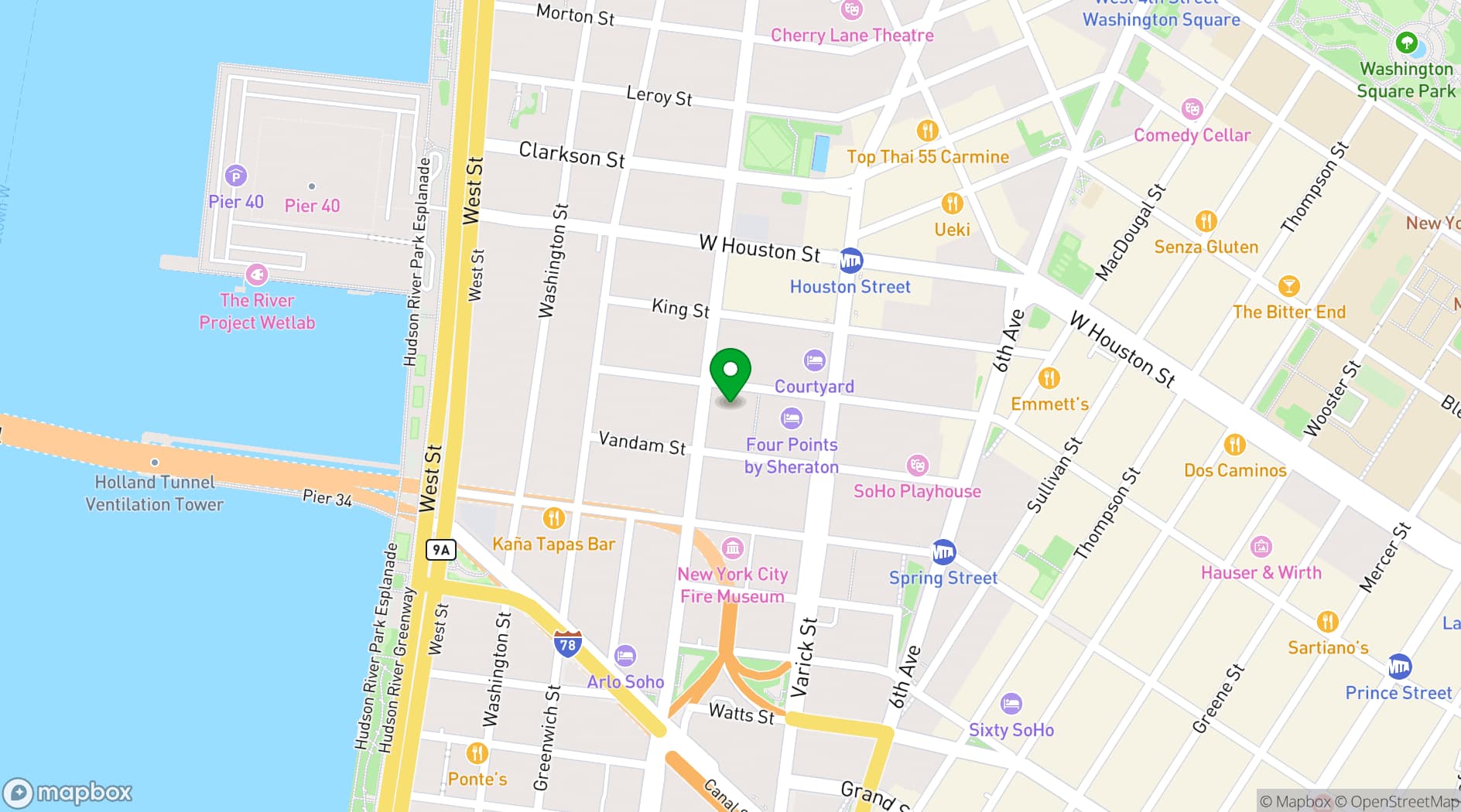 Map showing Moonlight Studios NYC