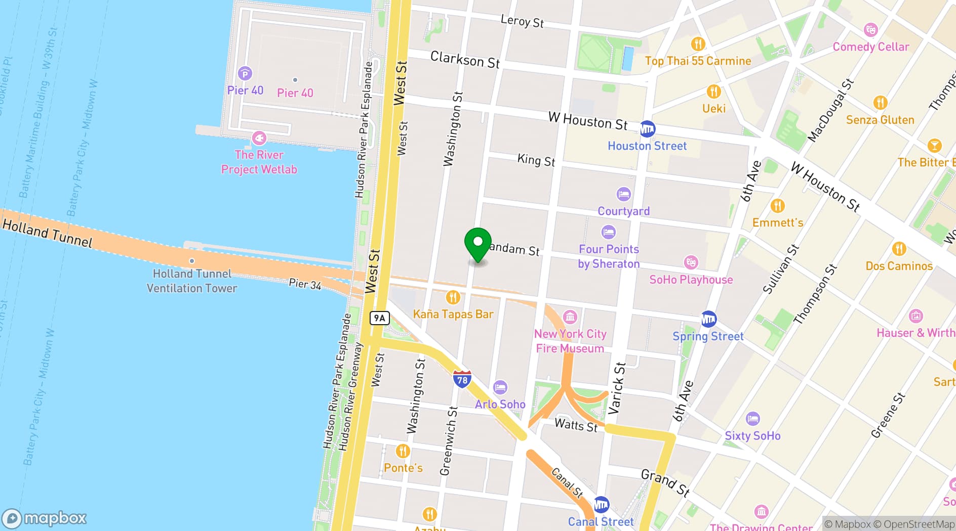Map showing Hotel Hugo New York