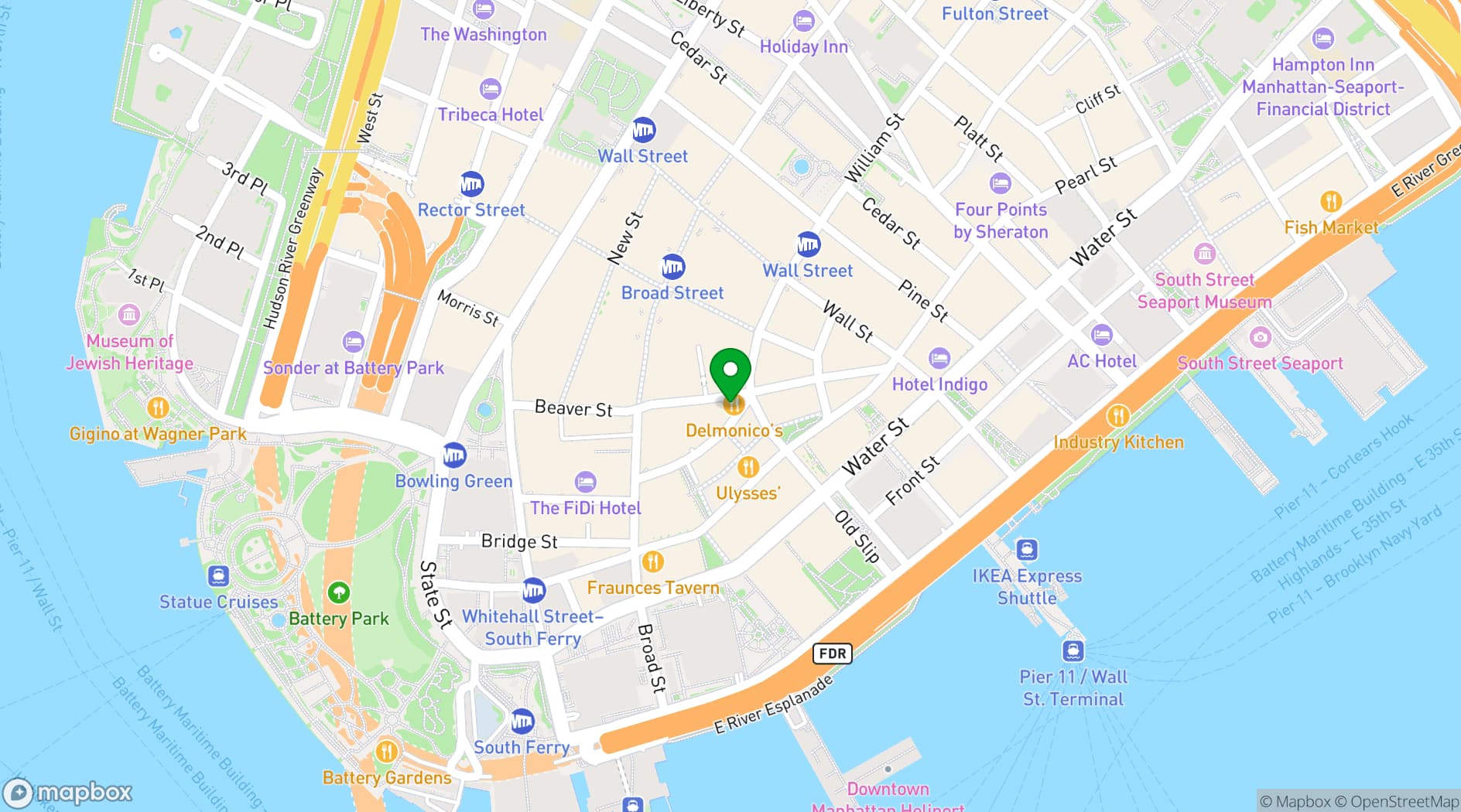 Map showing Delmonico's
