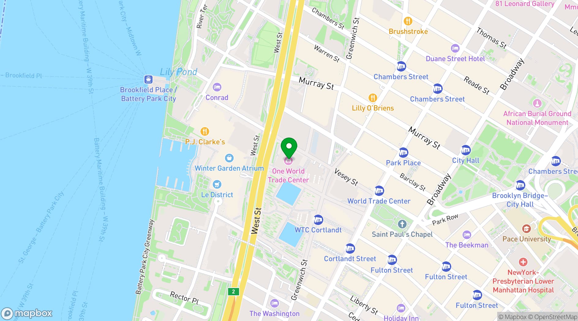 Map showing Aspire at One World Observatory