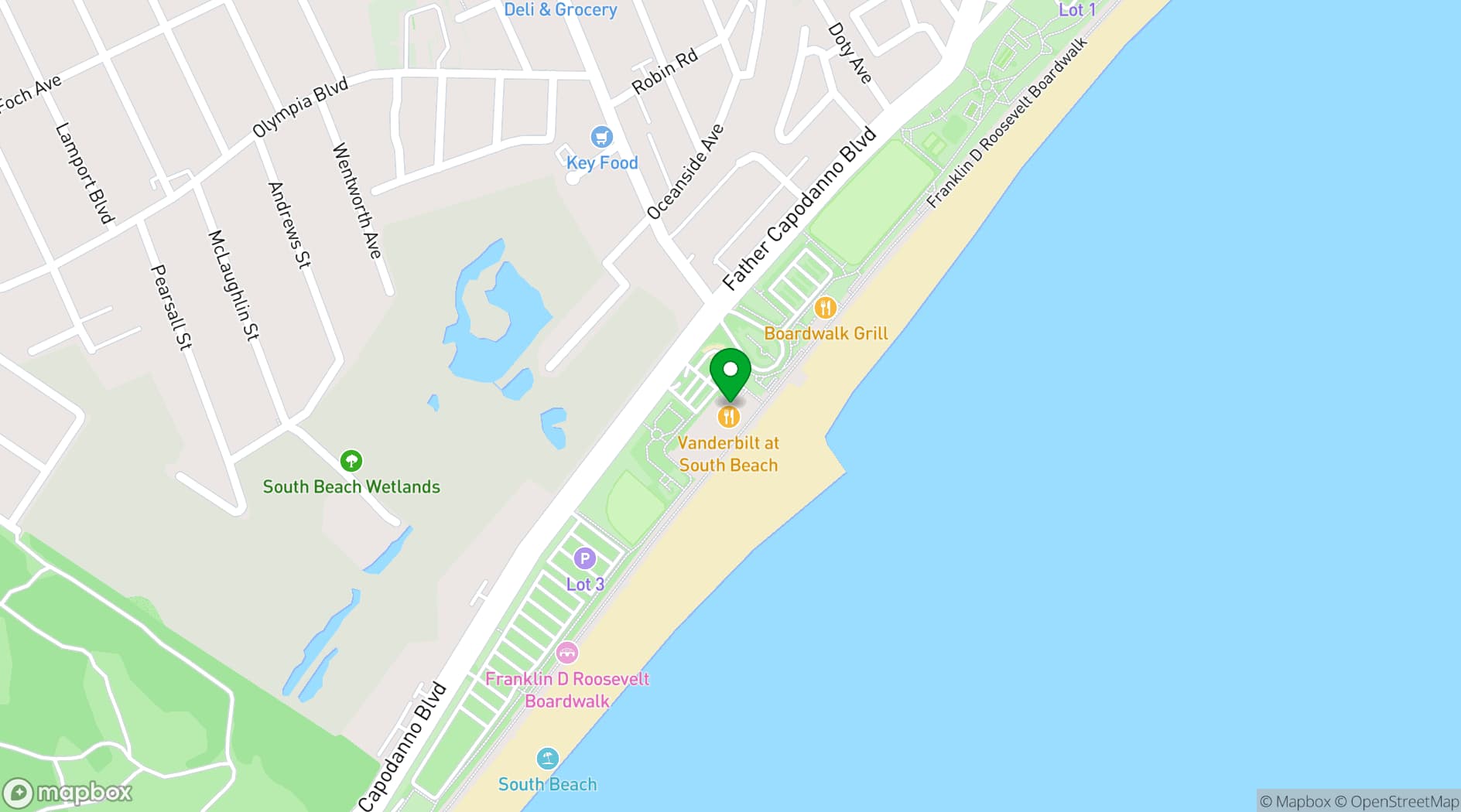 Map showing Vanderbilt at South Beach