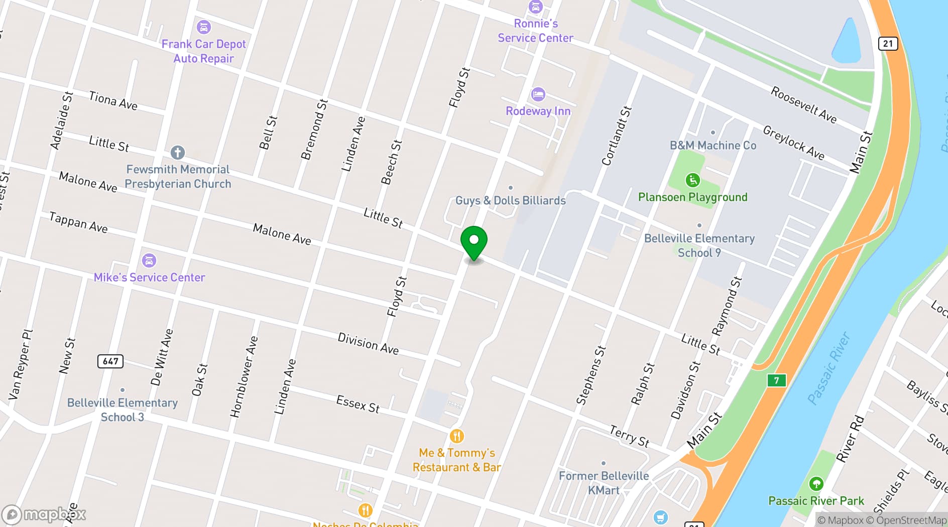 Map showing G & G Hall Rental