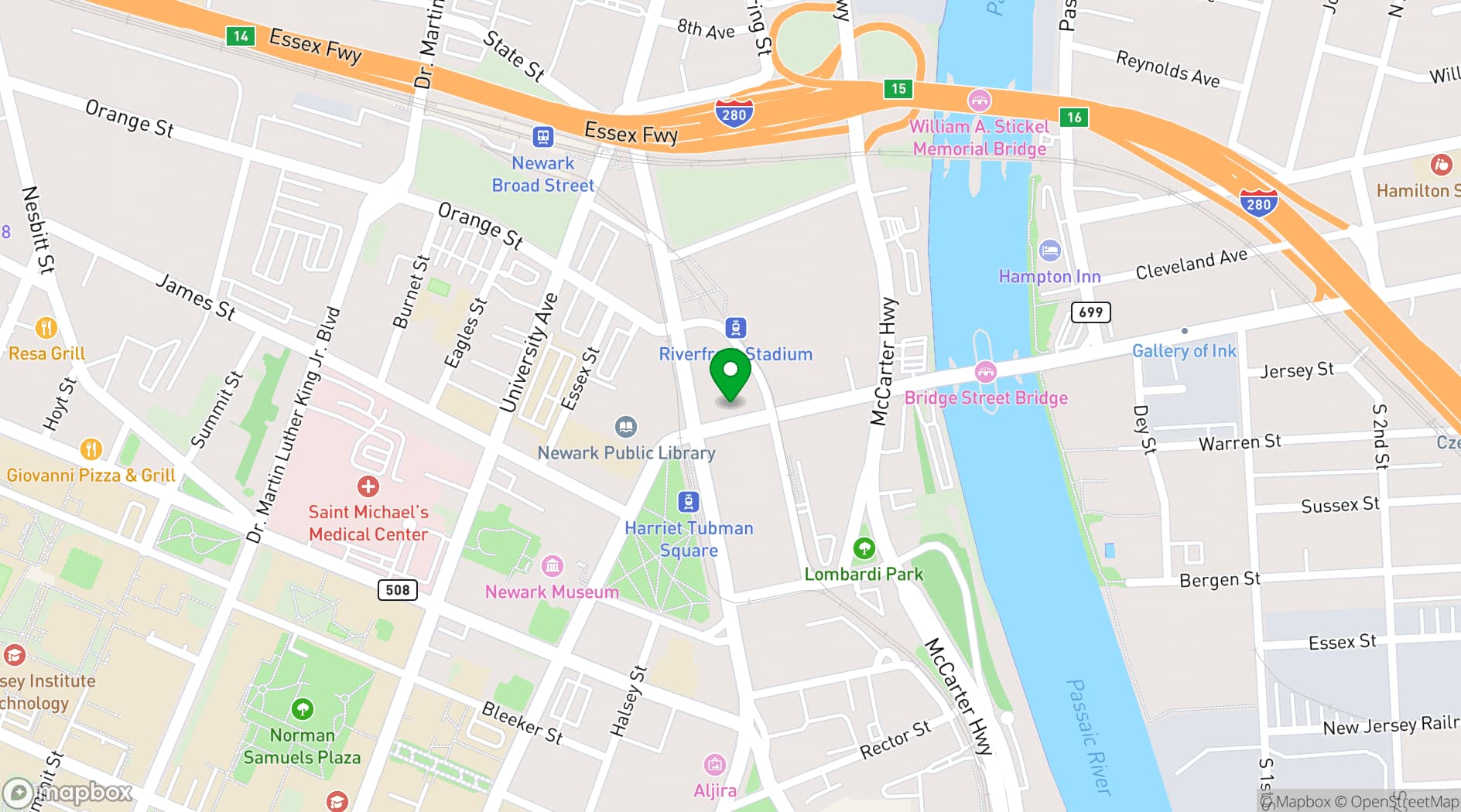 Map showing  Barcade Newark