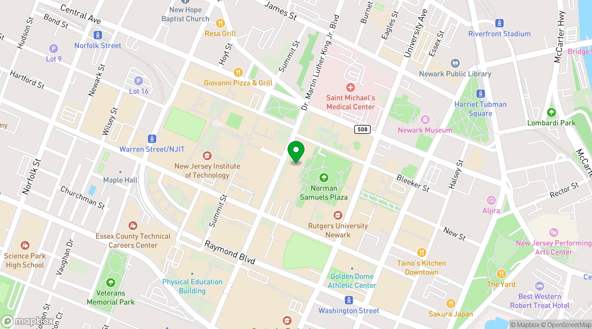 Map showing Paul Robeson Campus Center