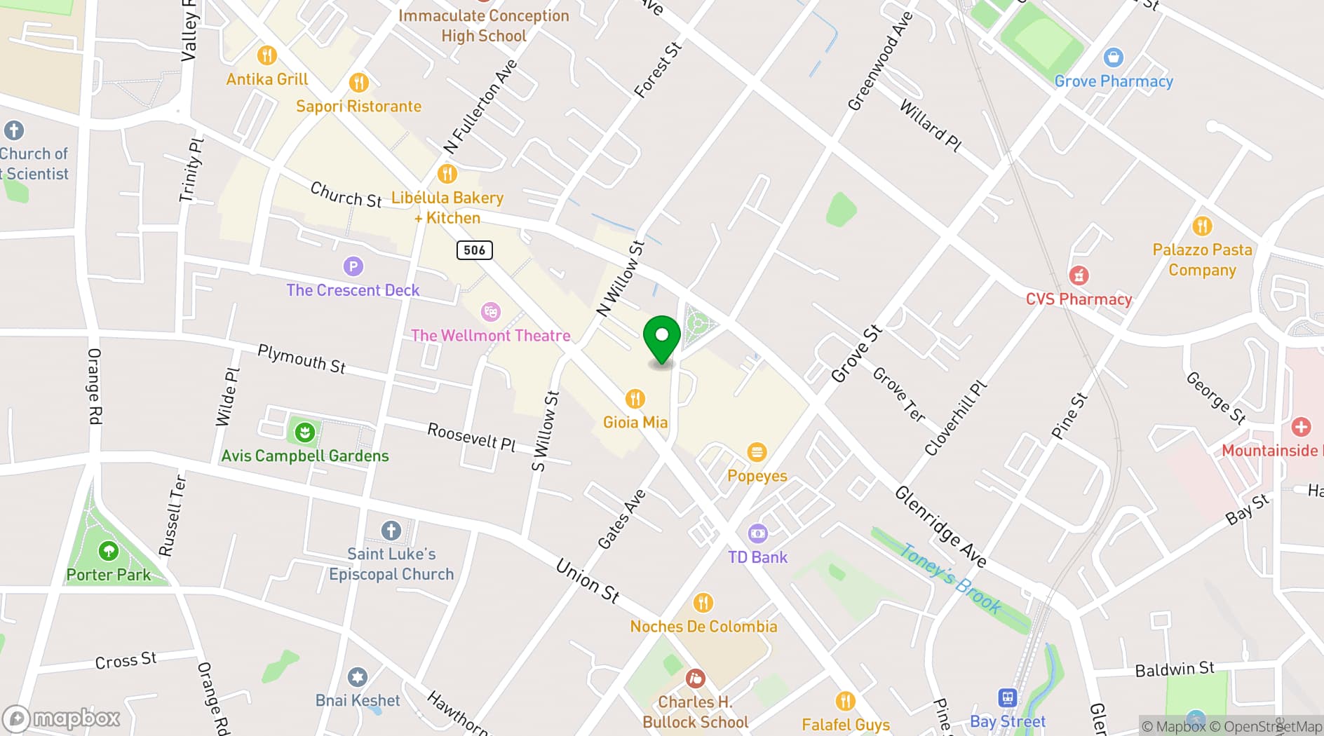 Map showing Montclair Workspace