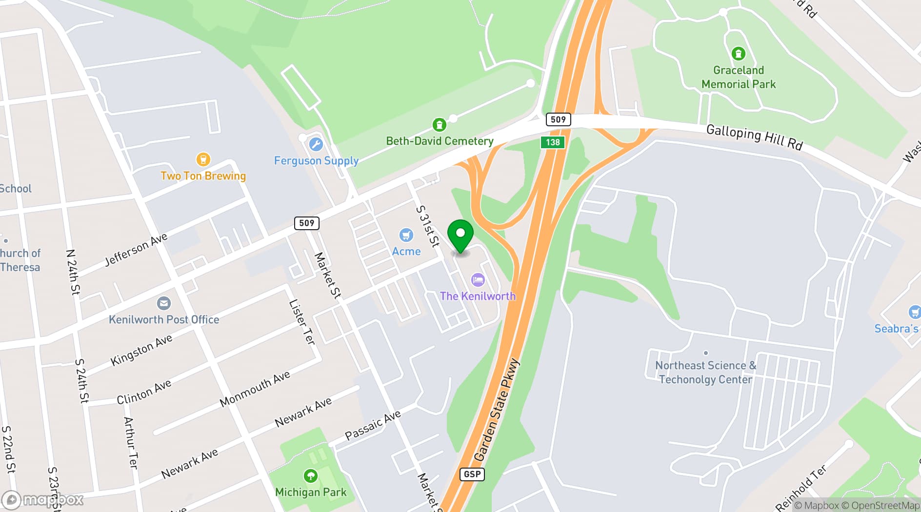 Map showing The Kenilworth Hotel