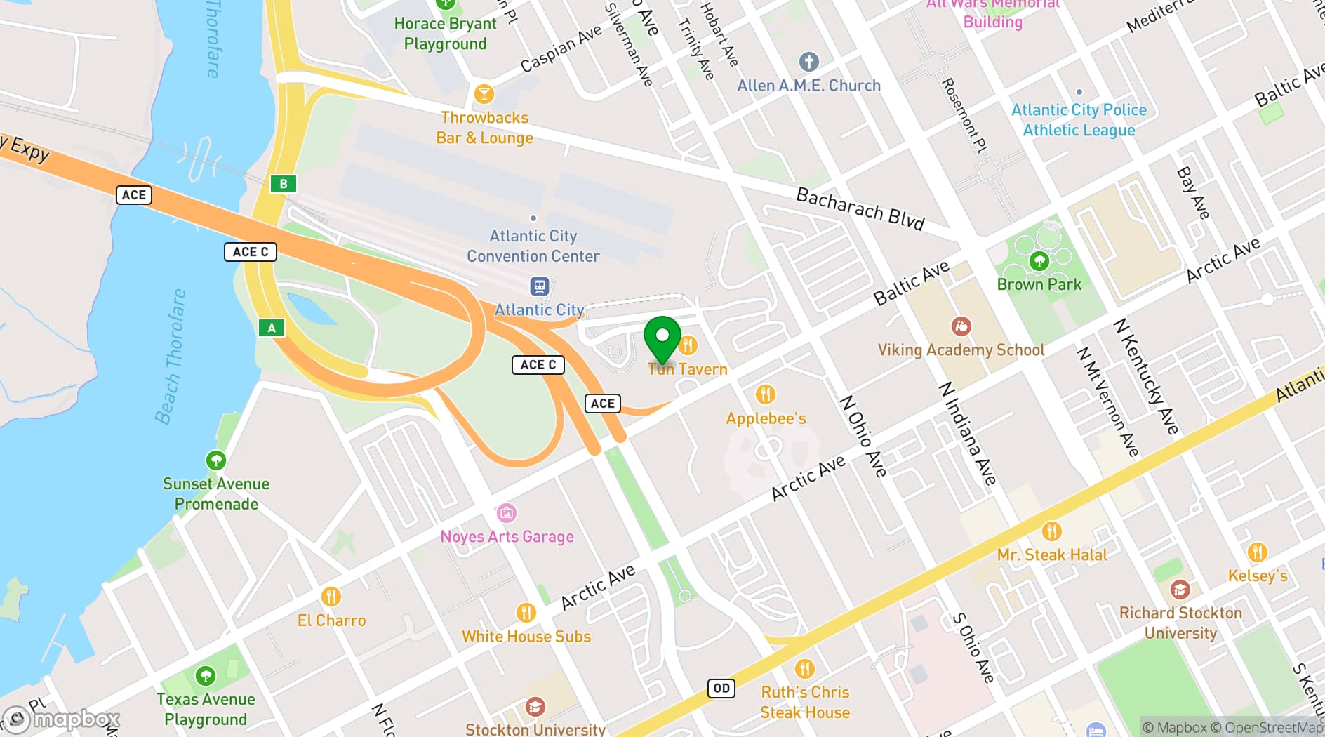 Map showing Atlantic City Convention Center
