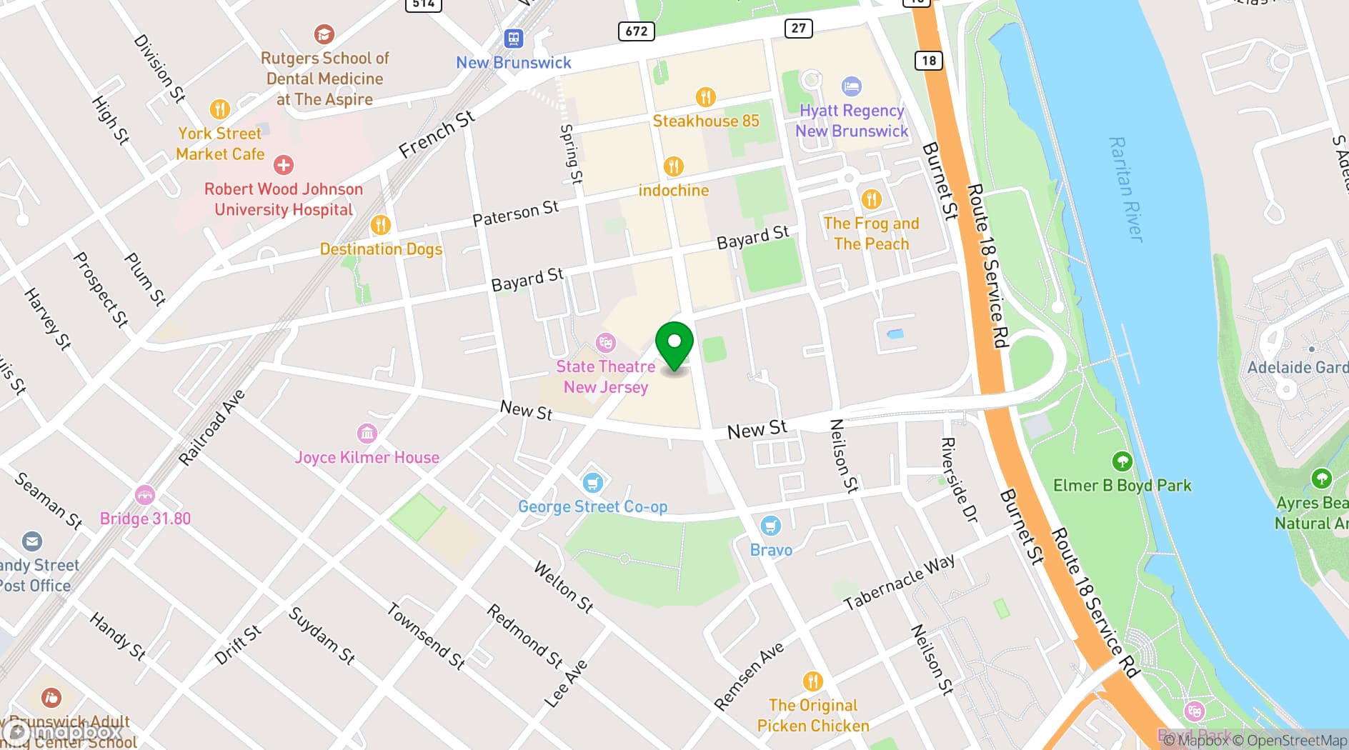 Map showing The Heldrich Hotel & Conference Center