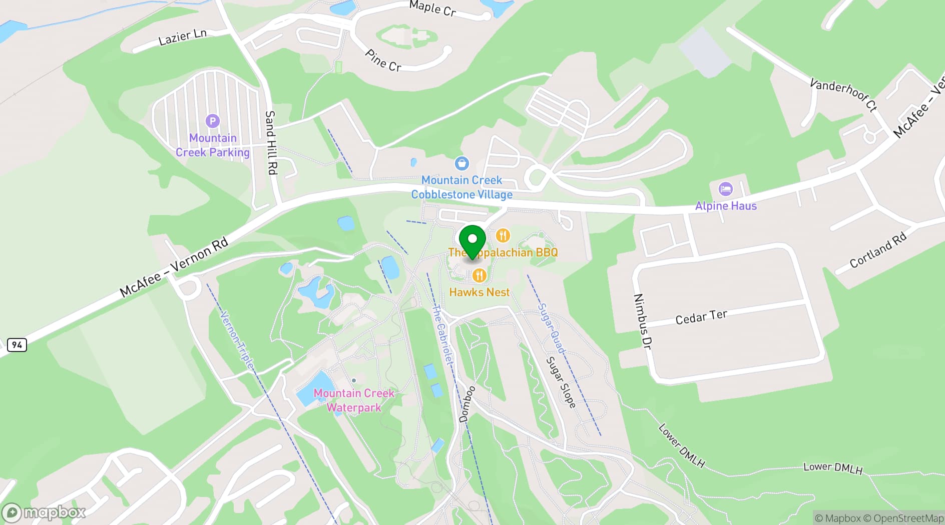 Map showing Mountain Creek