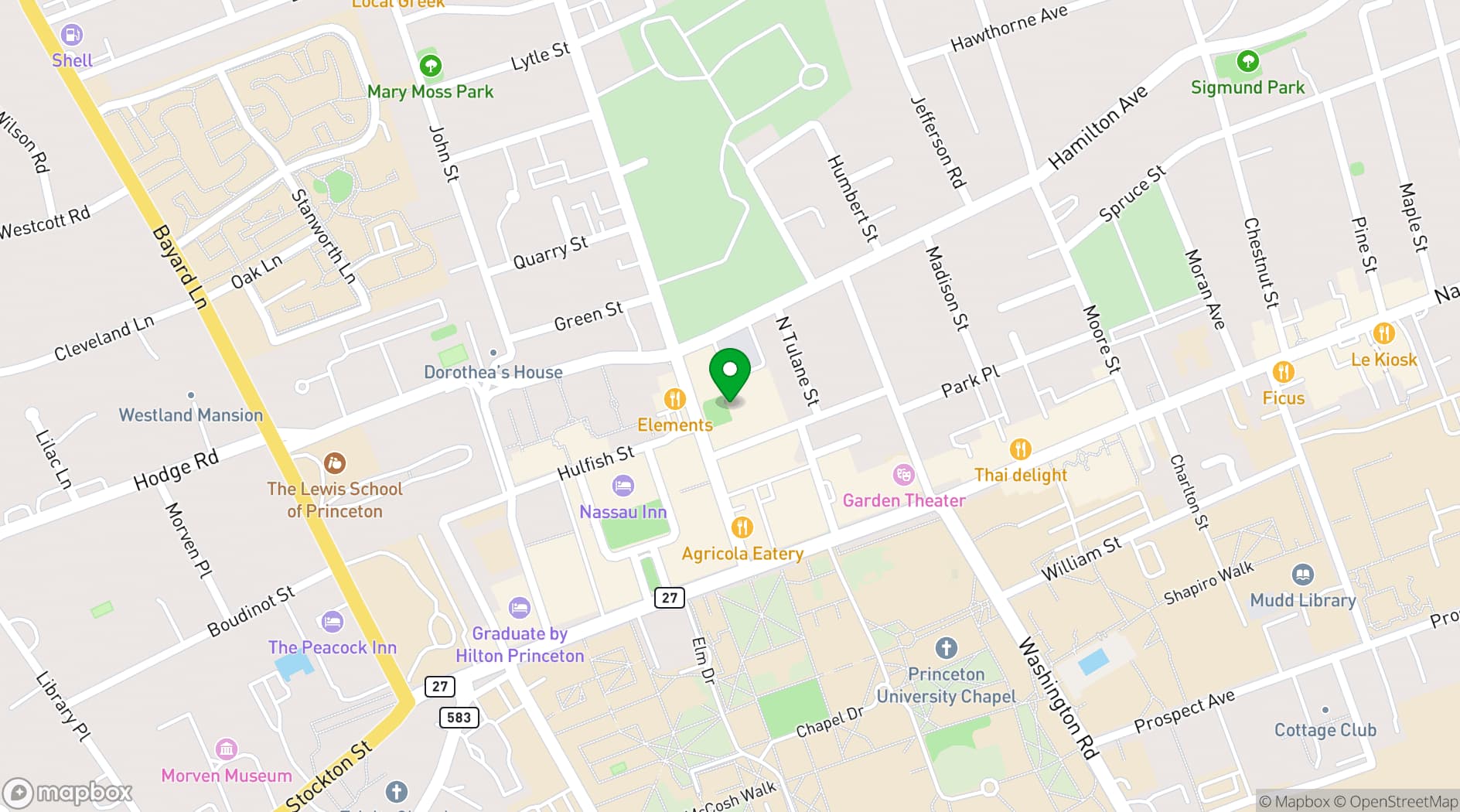 Map showing Witherspoon Grill
