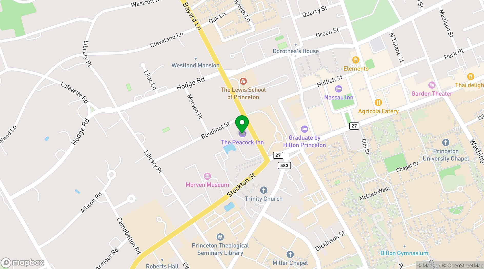 Map showing The Peacock Inn