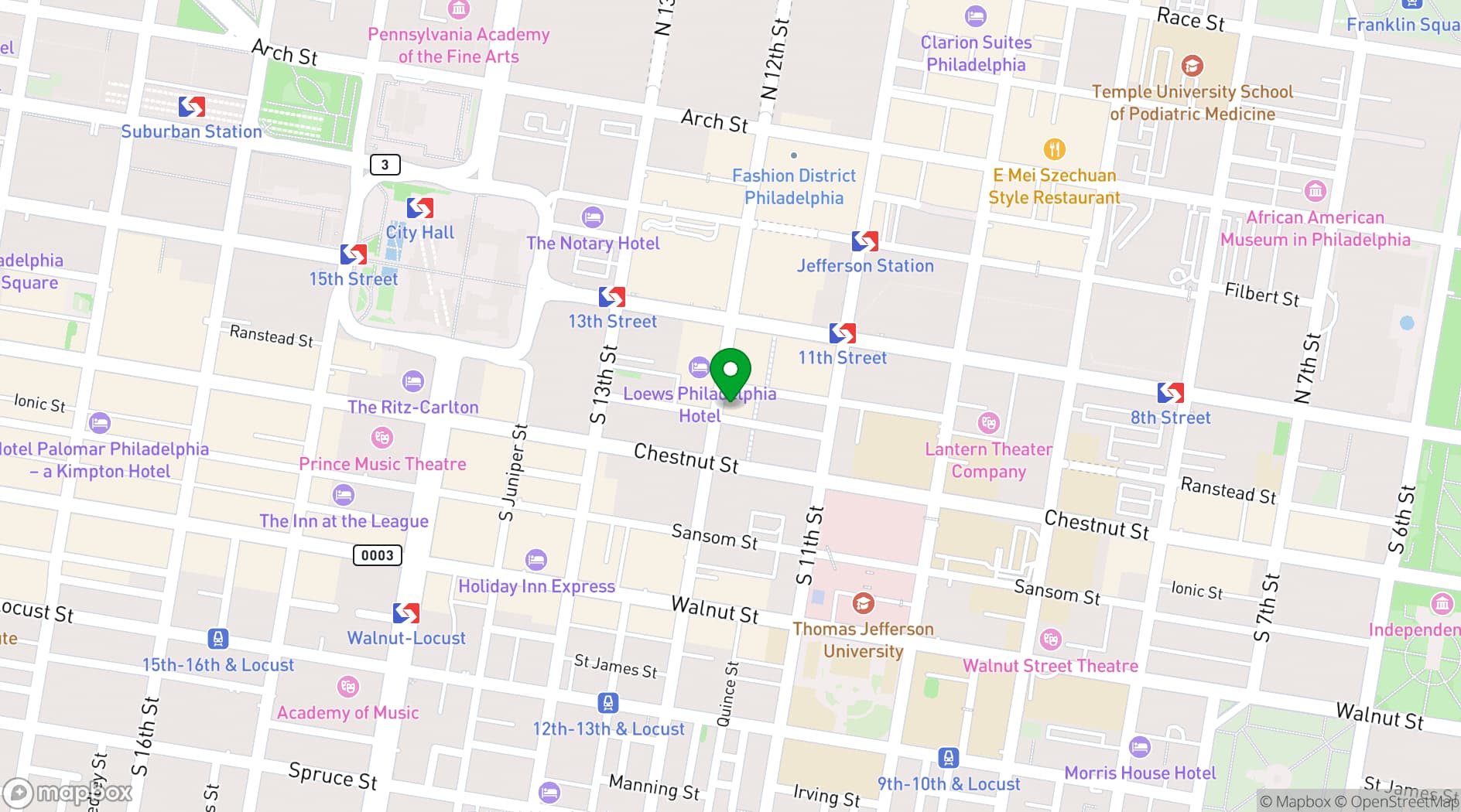 Map showing Canopy by Hilton Philadelphia Center City