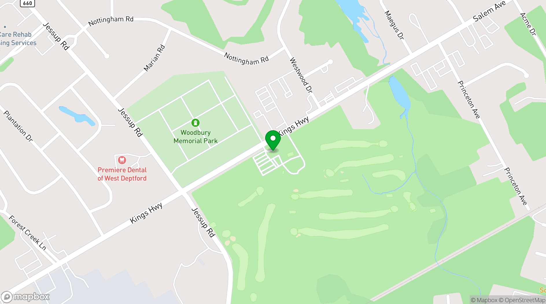 Map showing Westwood Golf Club