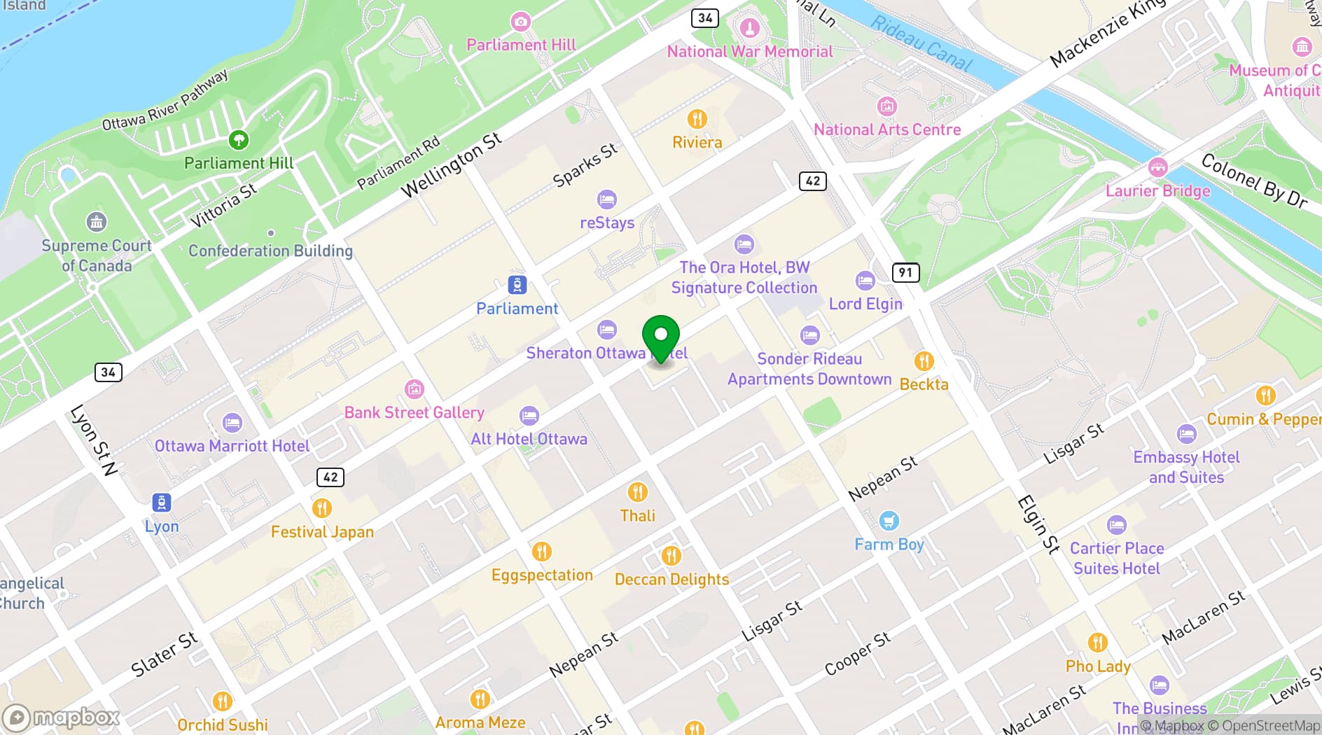 Map showing Arc The.Hotel Ottawa