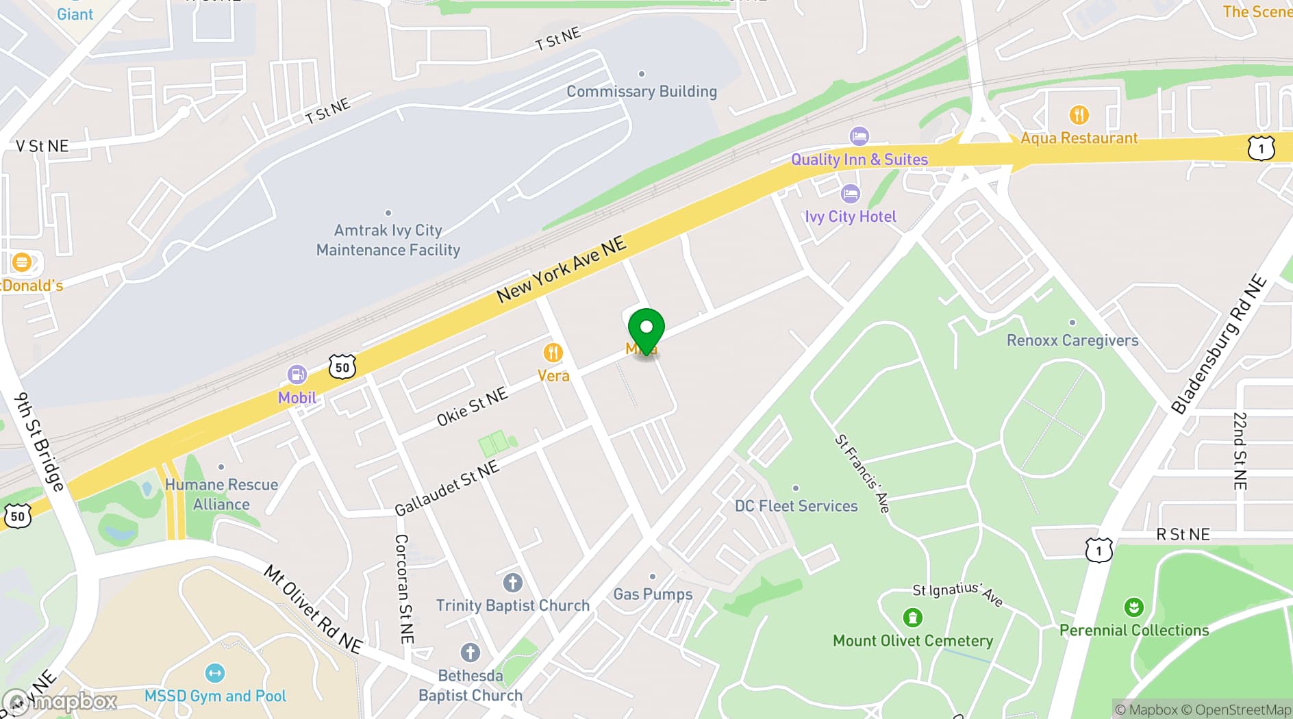 Map showing THRōW Social DC