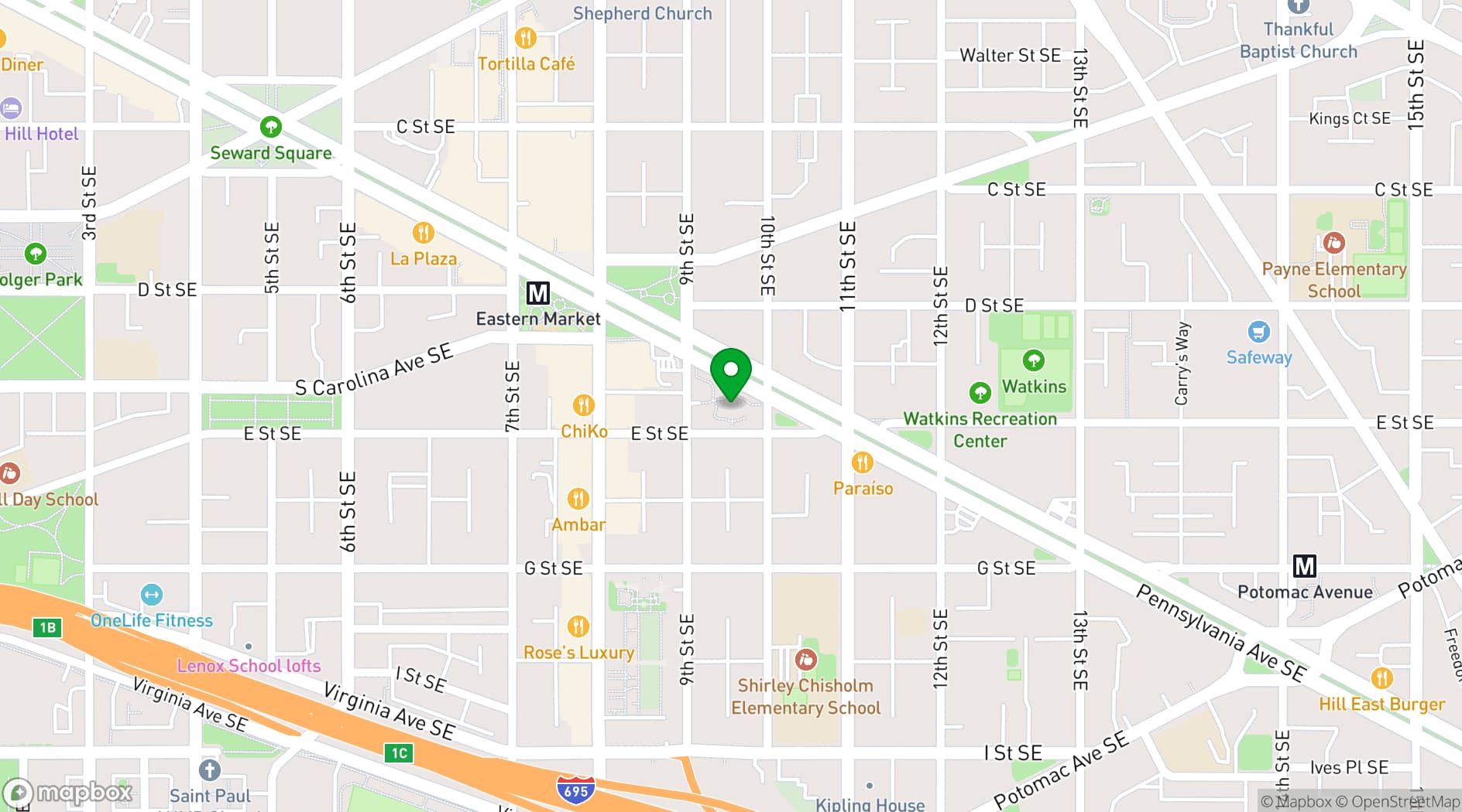 Map showing Hill Center at the Old Naval Hospital
