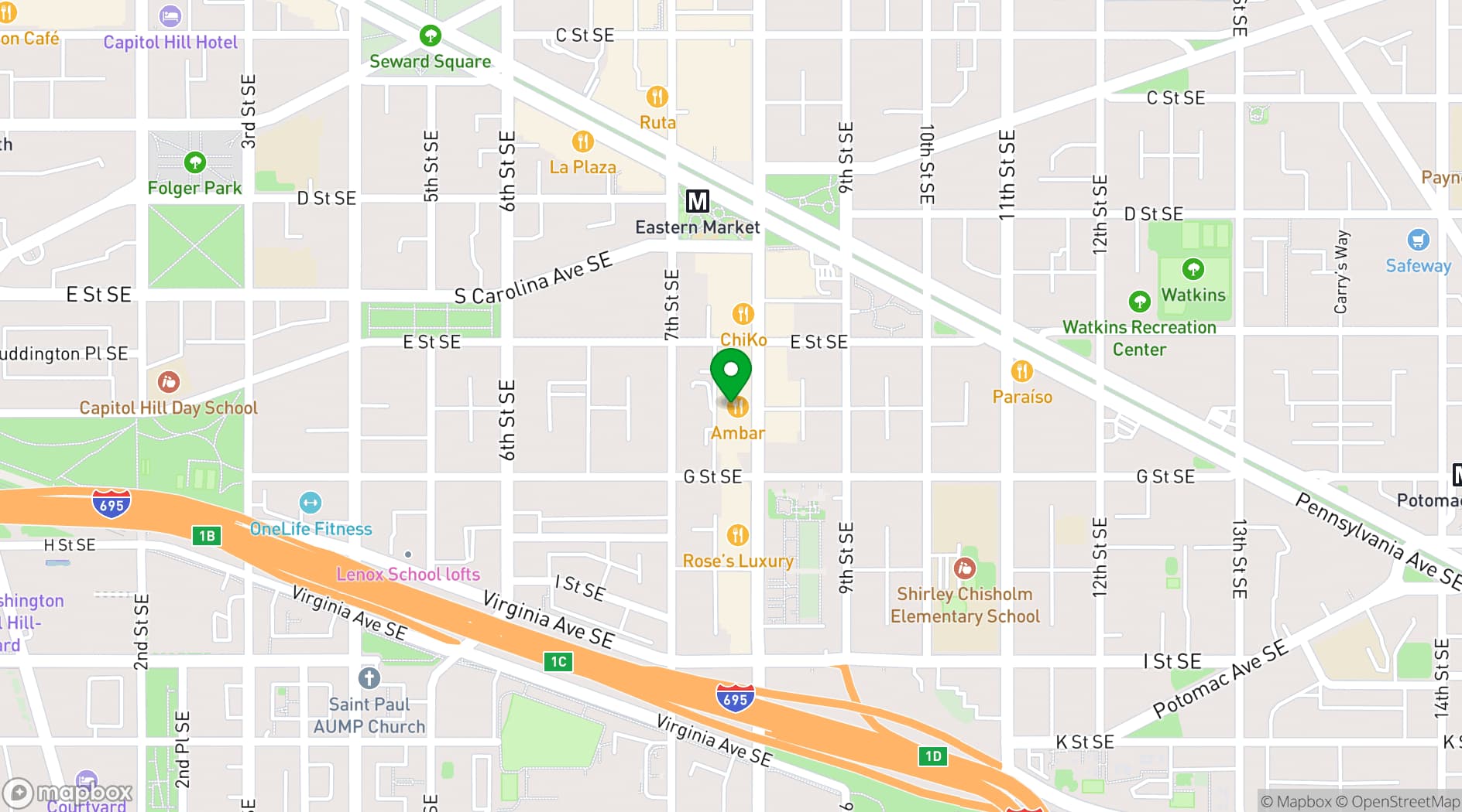 Map showing Ambar Restaurant