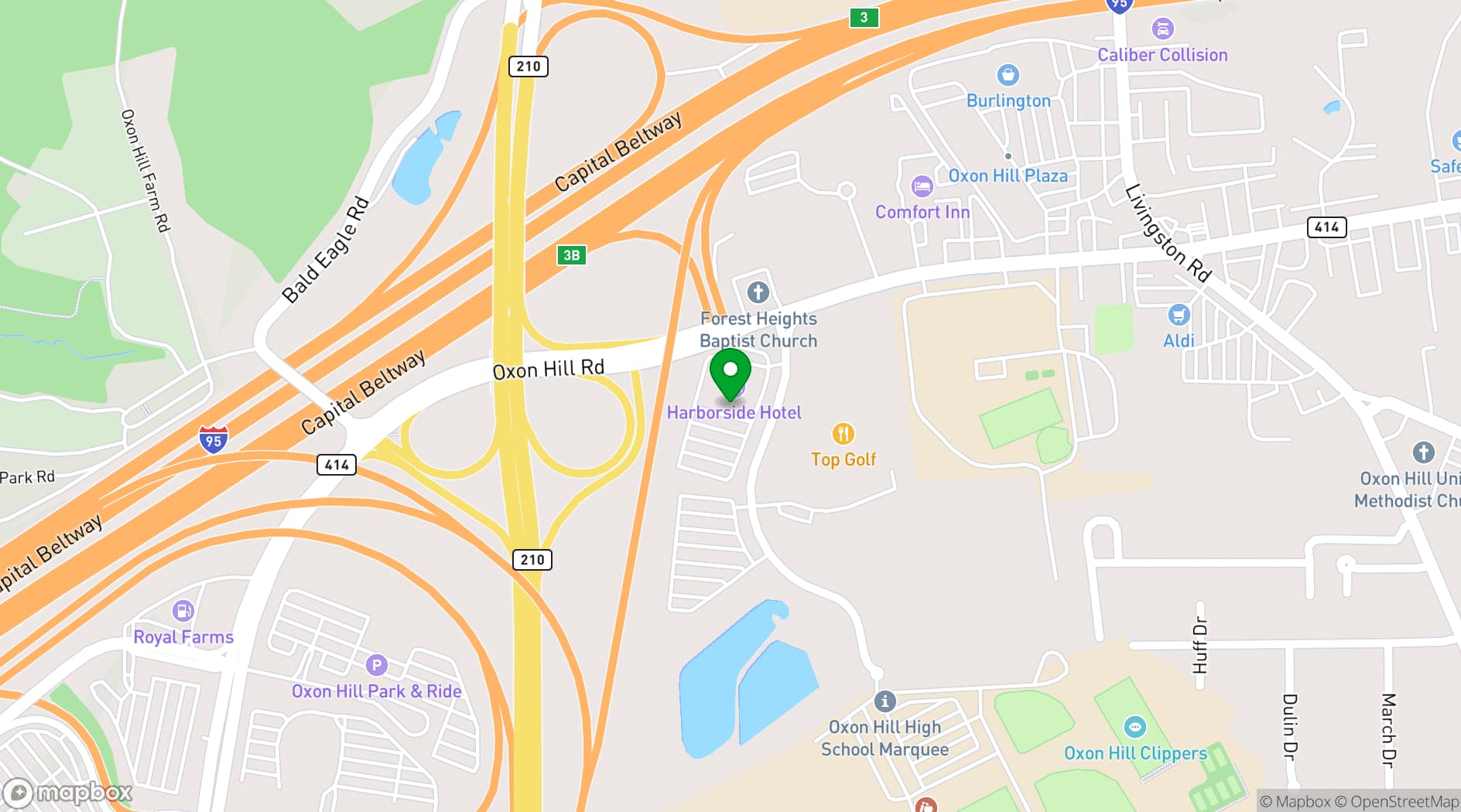 Map showing Topgolf D.C. - National Harbor