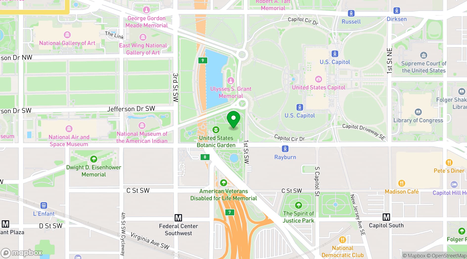 Map showing U.S. Botanic Garden