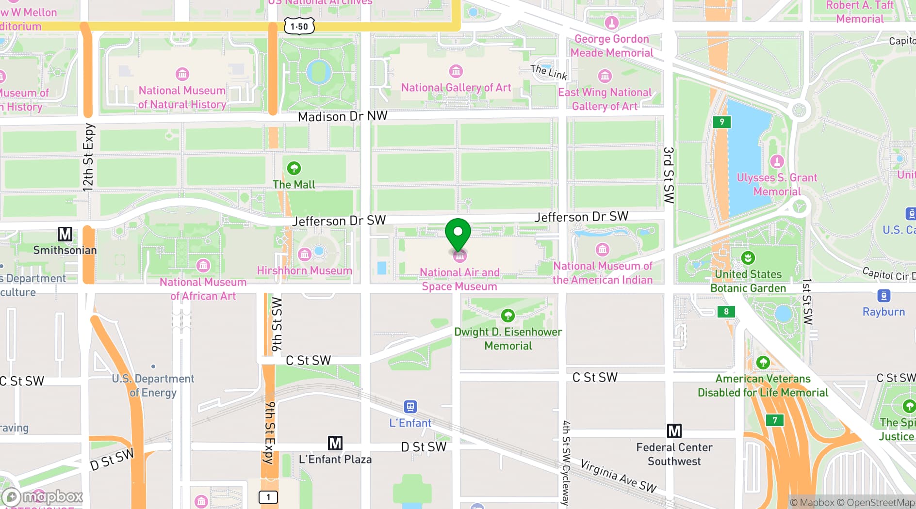 Map showing National Air and Space Museum