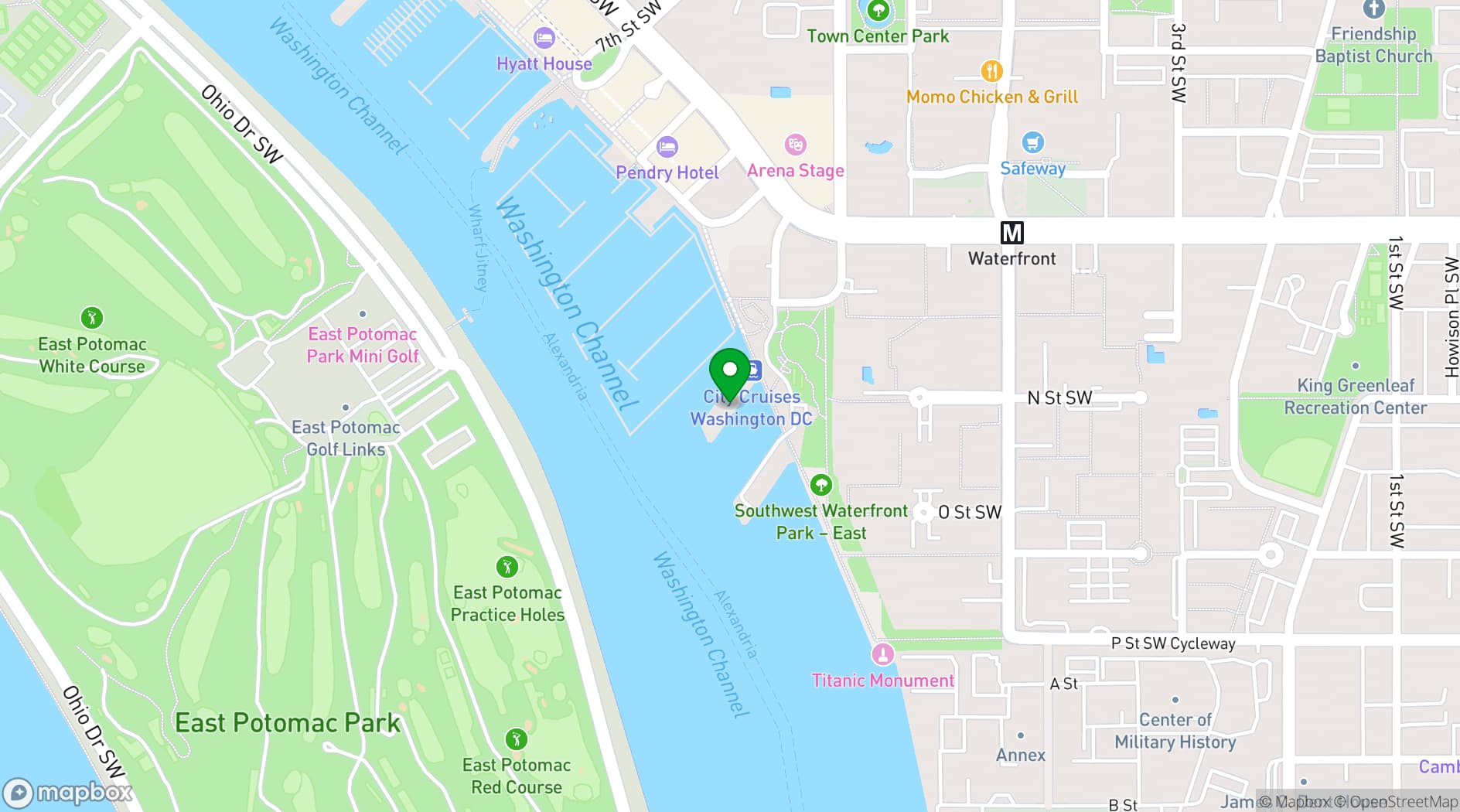 Map showing City Cruises Washington DC