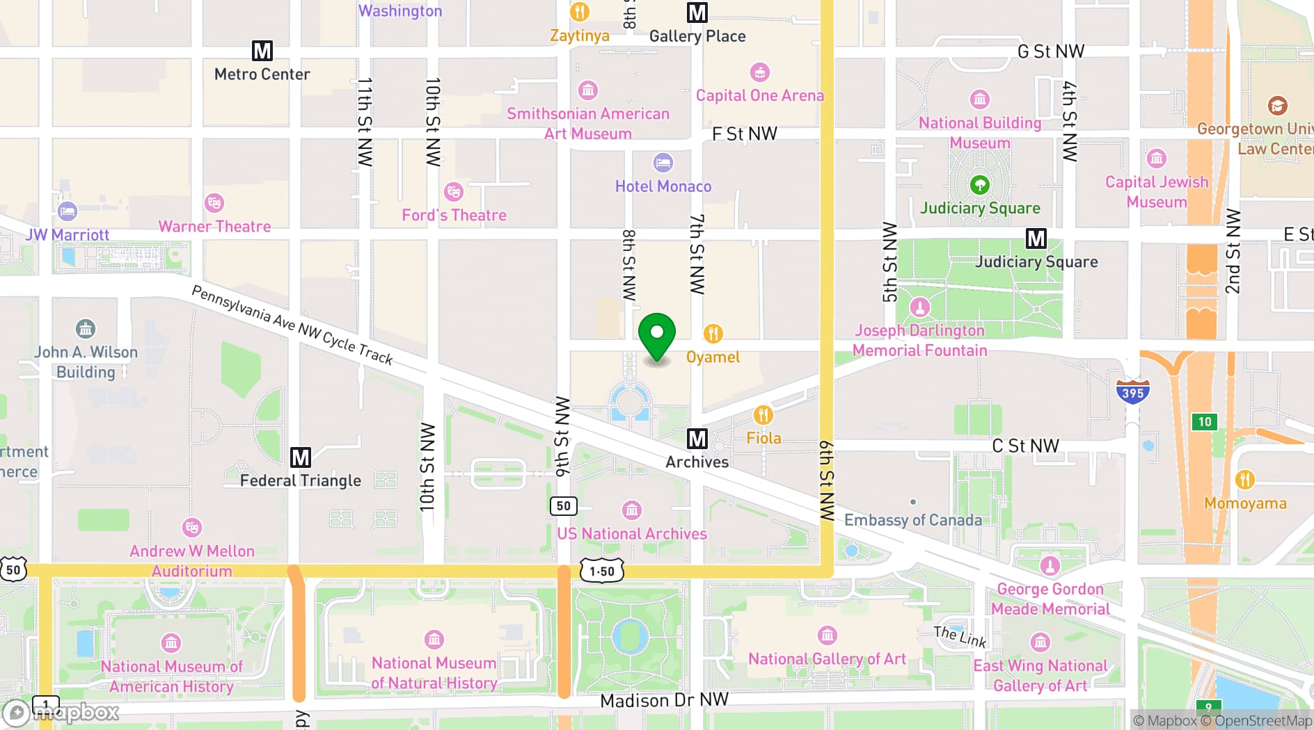 Map showing United States Navy Memorial