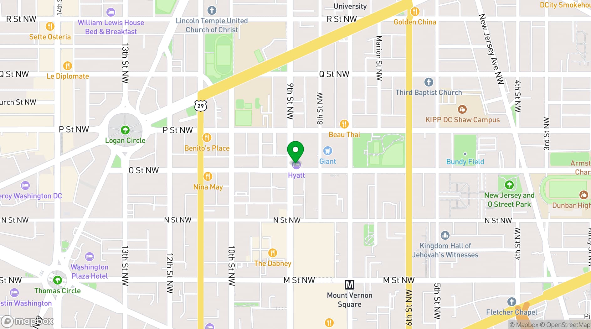 Map showing Realm Rooftop Bar