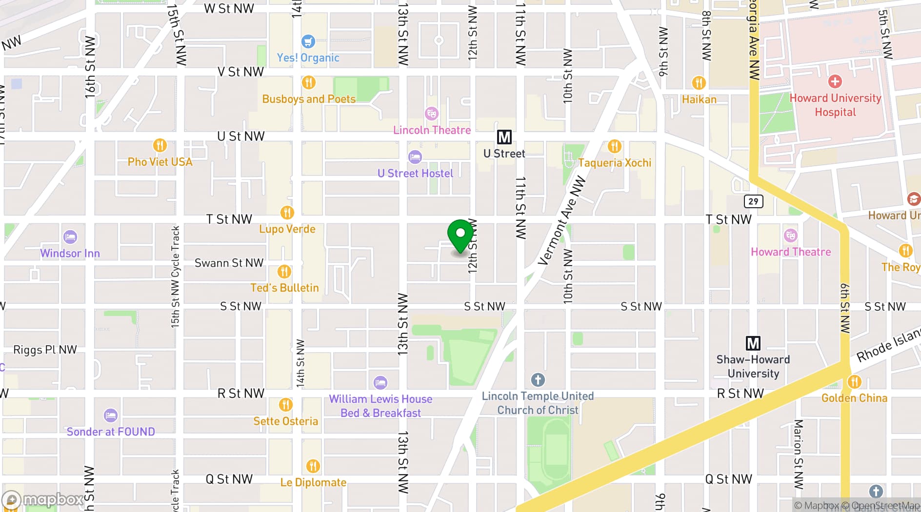 Map showing Thurgood Marshall Center for Service and Heritage