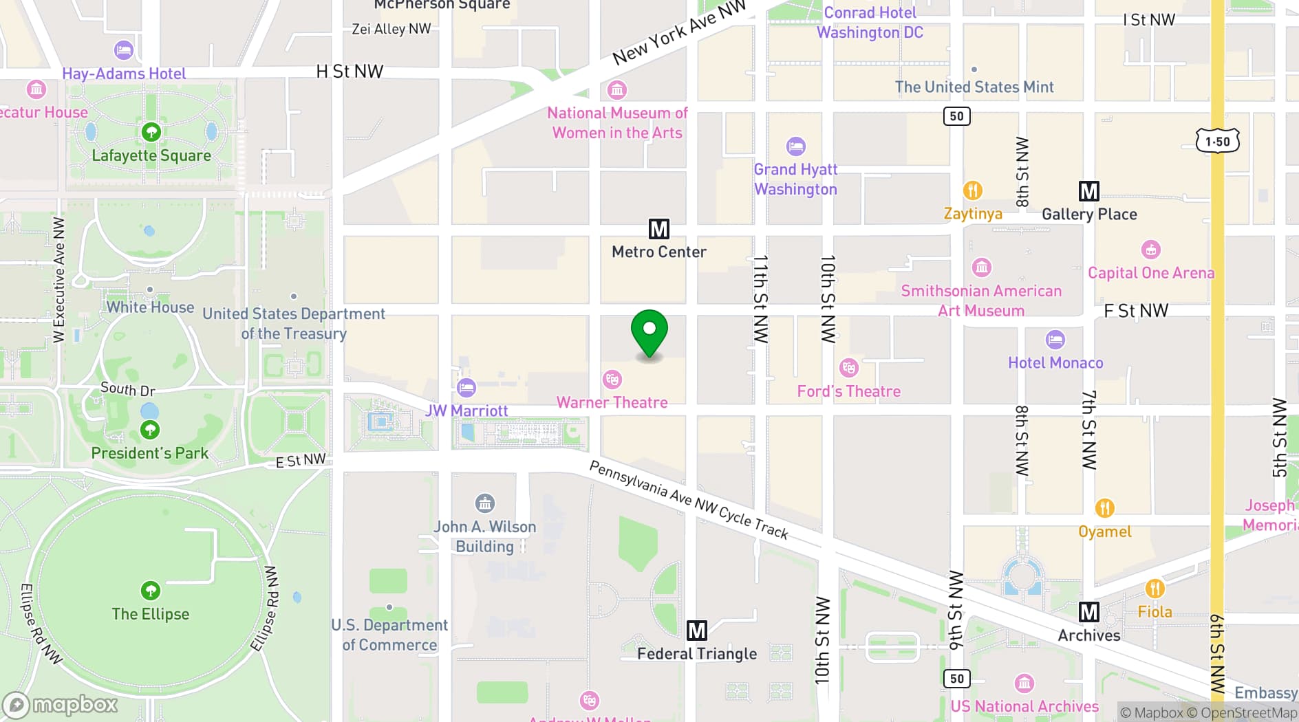 Map showing The City Club of Washington