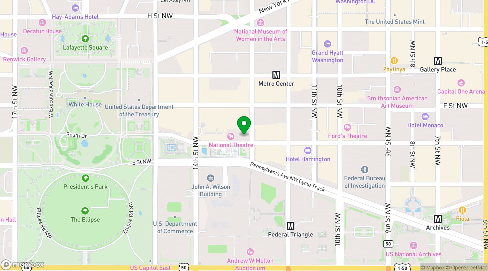 Map showing The Henri Restaurant and Private Events