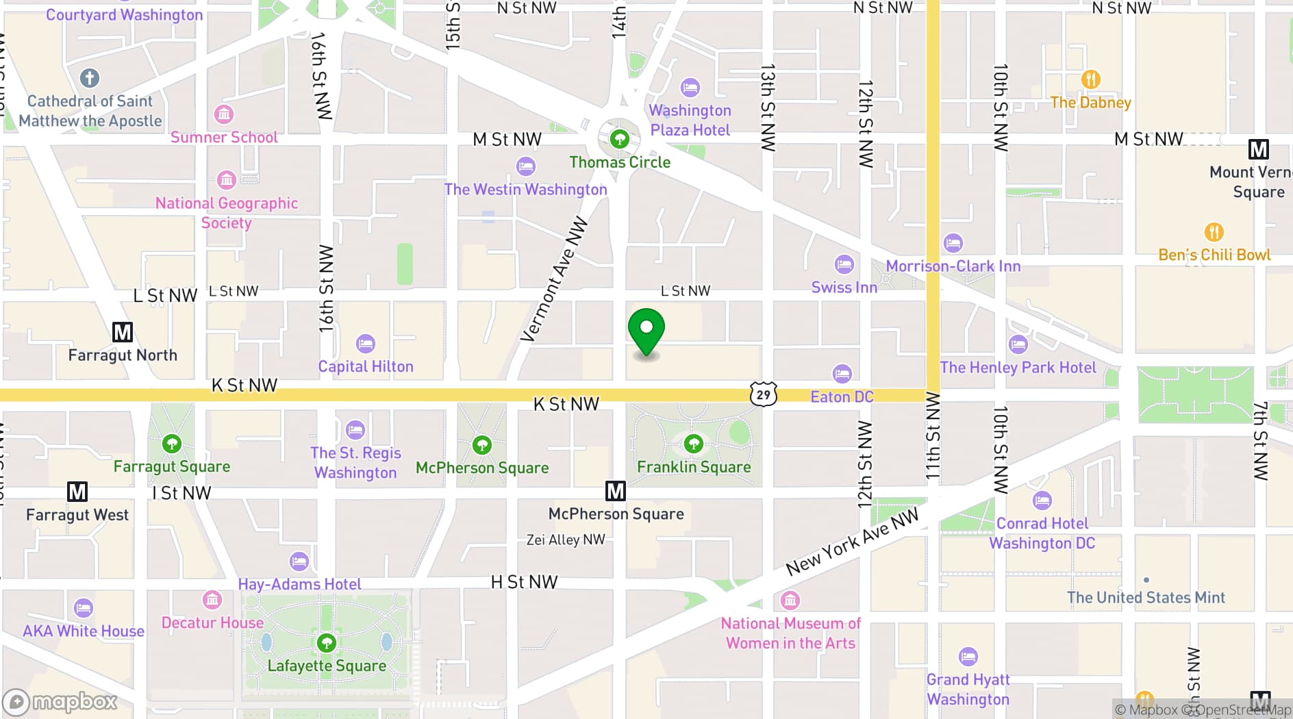 Map showing Hamilton Hotel