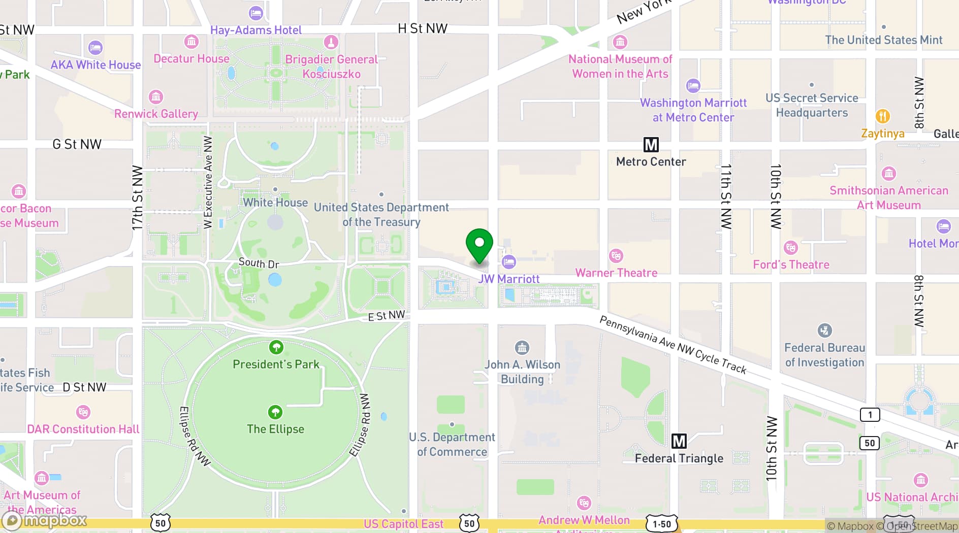 Map showing The Willard InterContinental
