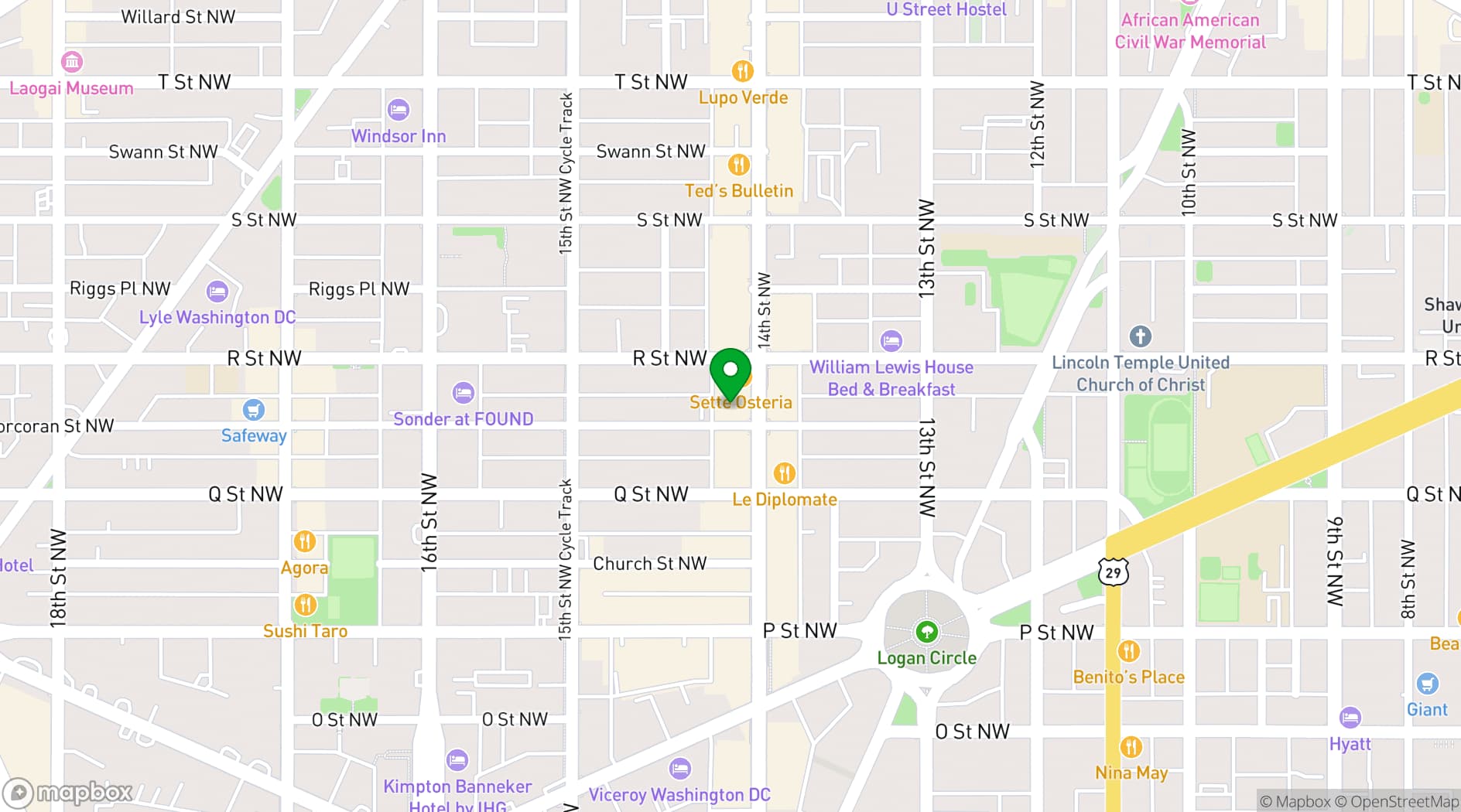 Map showing  Barcelona 14th Street