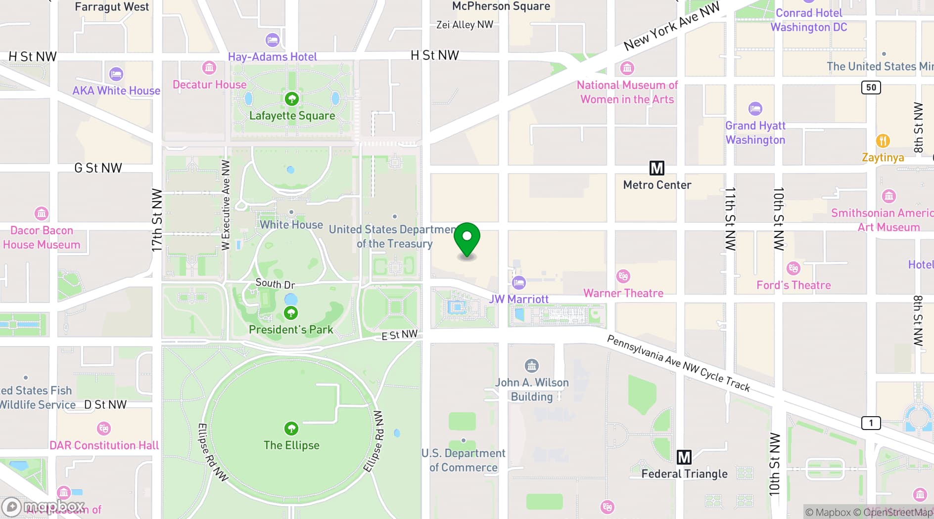 Map showing VUE Rooftop DC