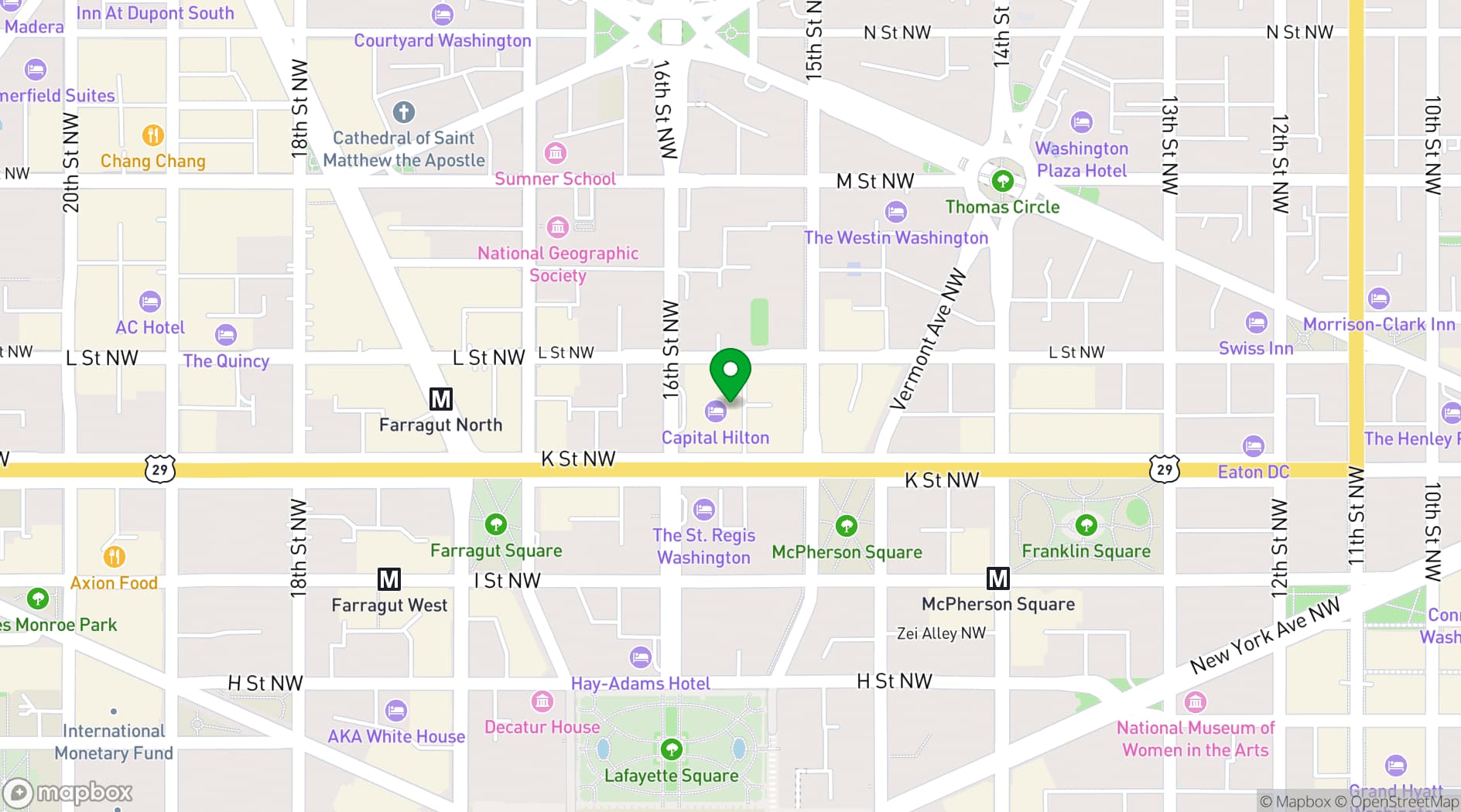 Map showing Capital Hilton