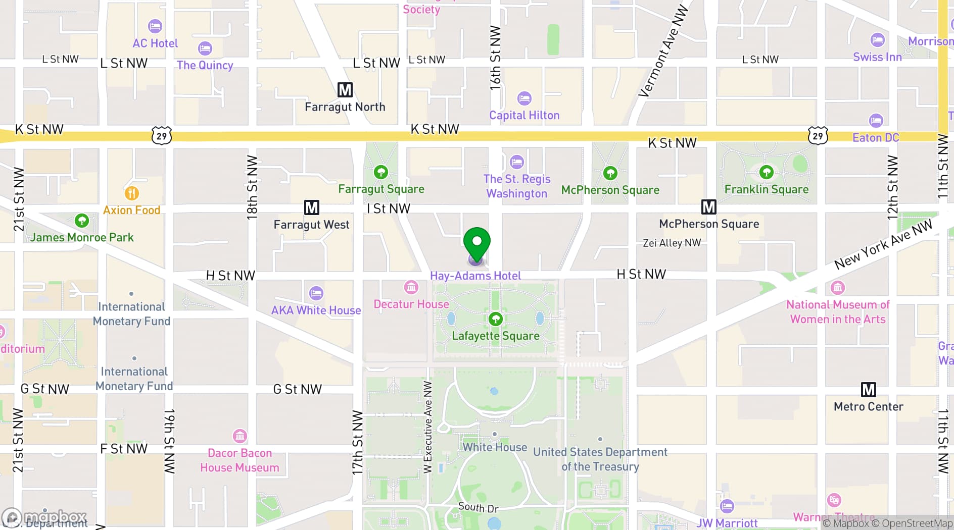 Map showing The Hay Adams