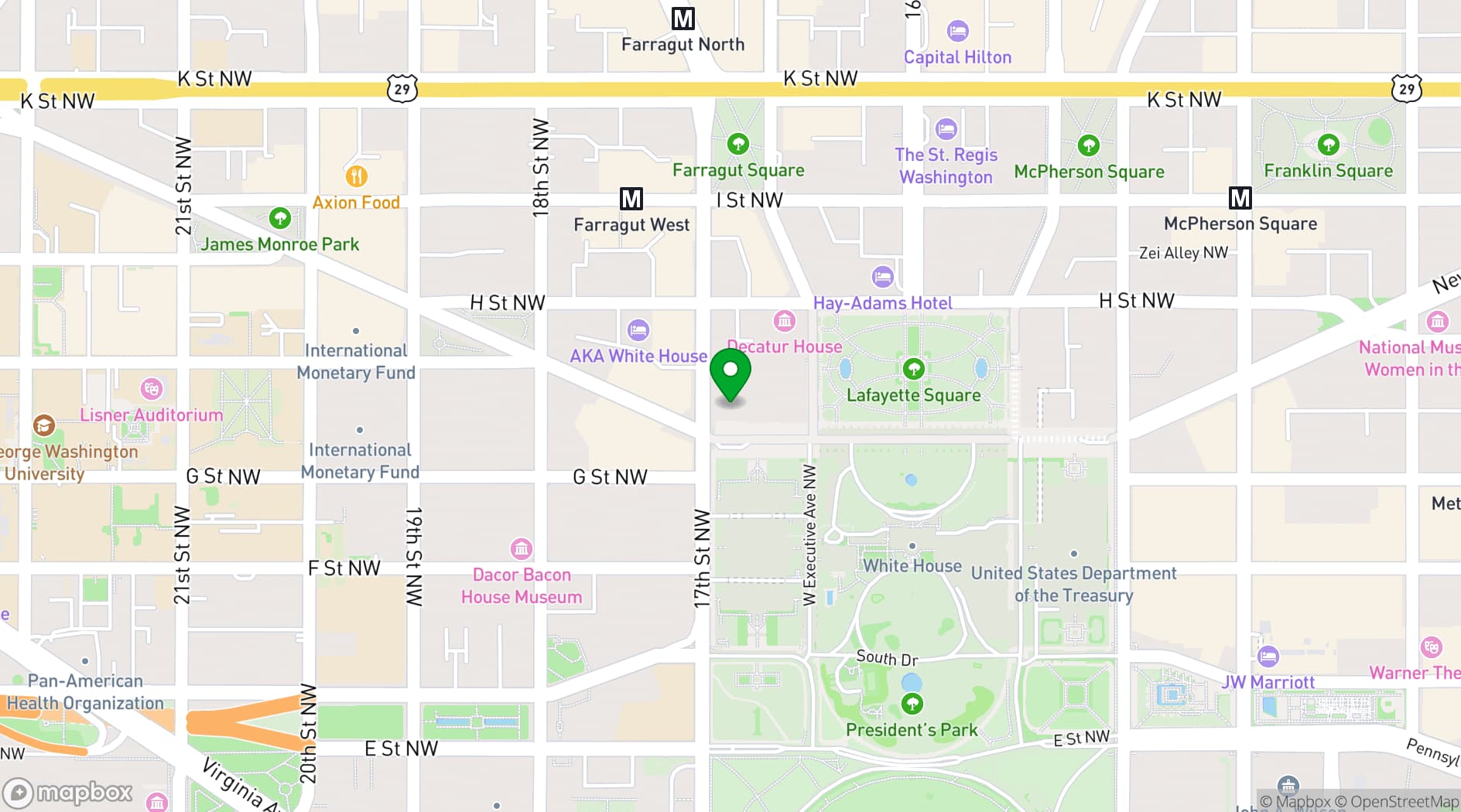 Map showing Renwick Gallery