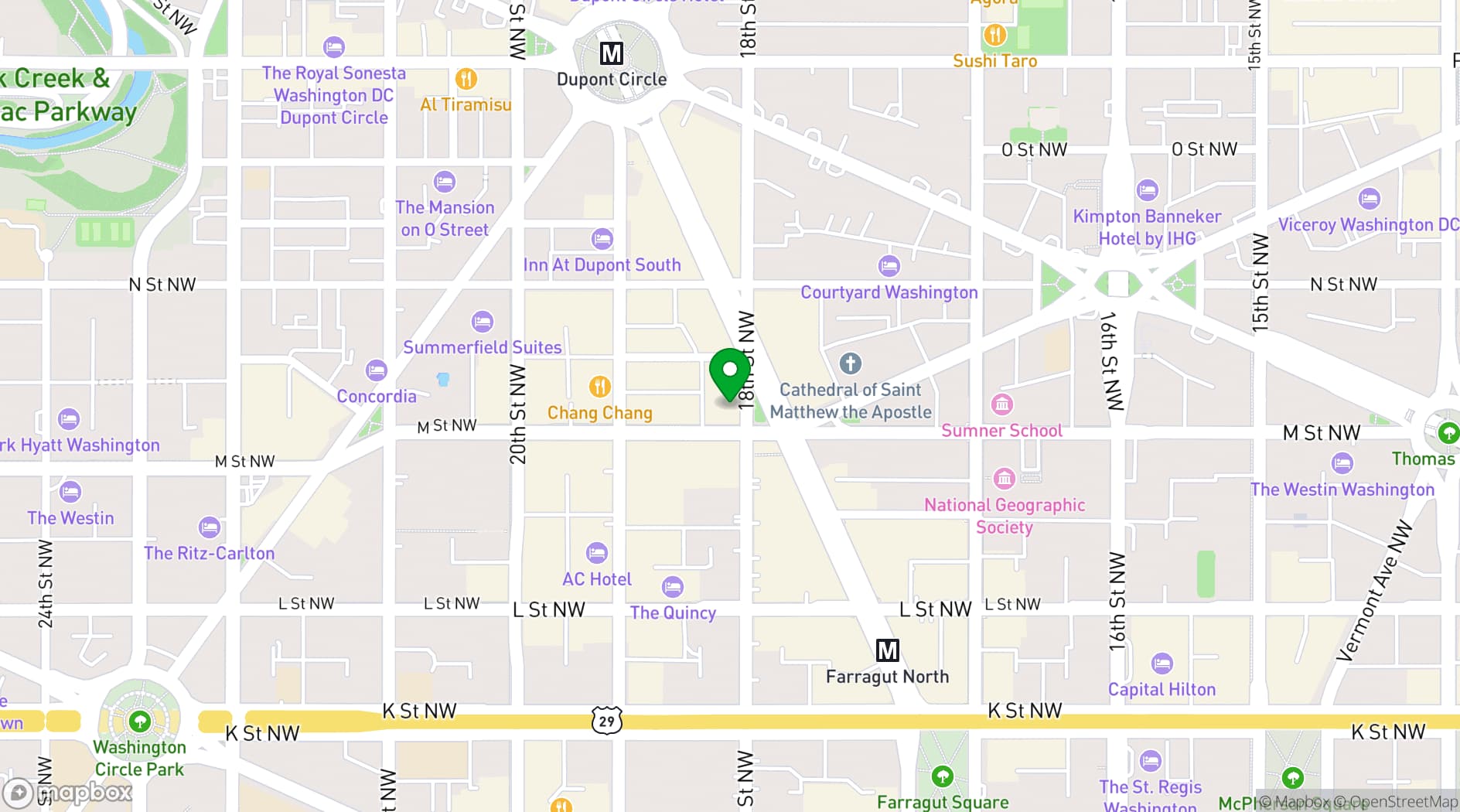 Map showing Daily Grill DC