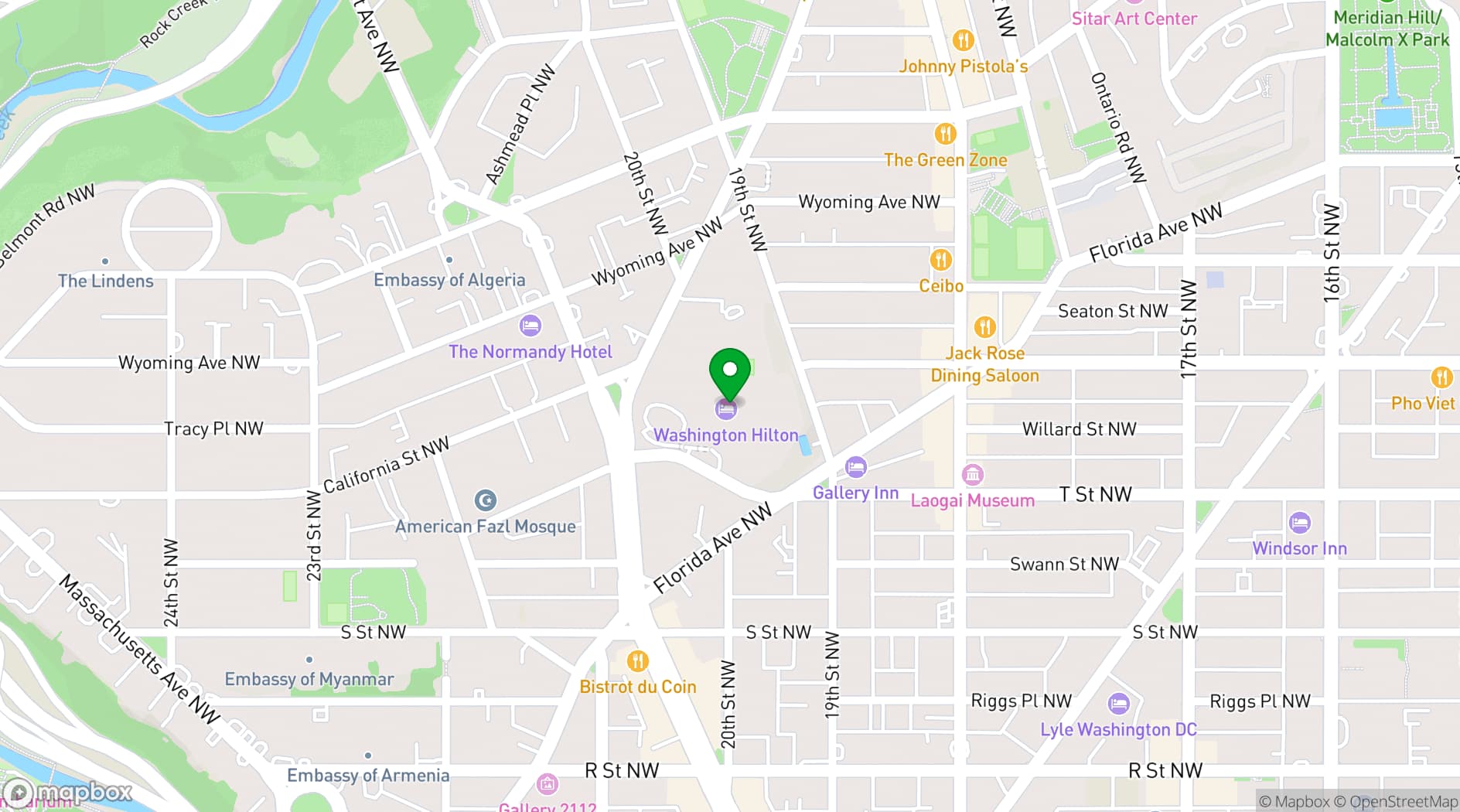 Map showing Washington Hilton