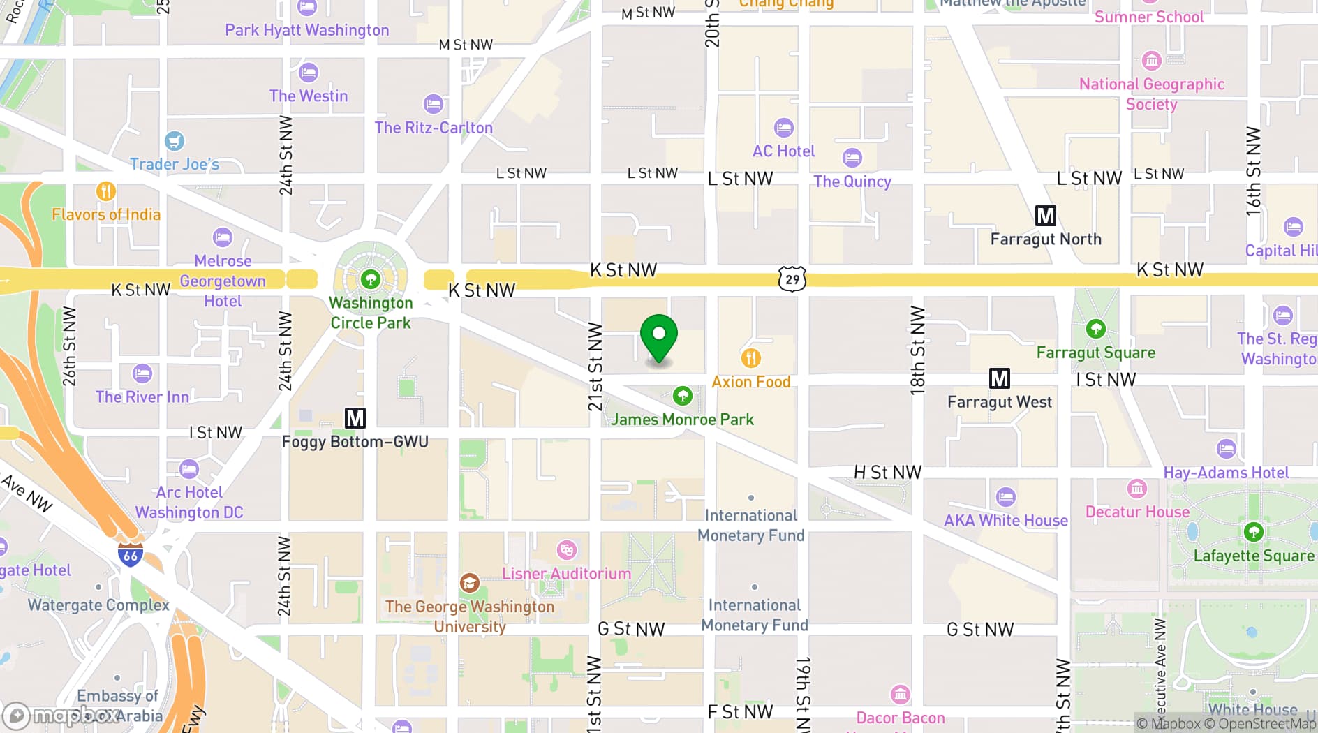 Map showing Arts Club of Washington