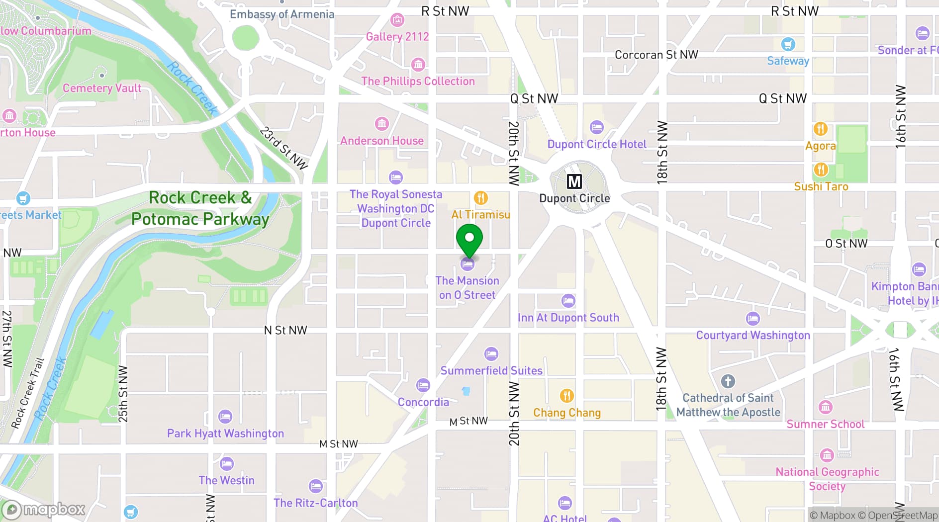 Map showing The Mansion on O Street
