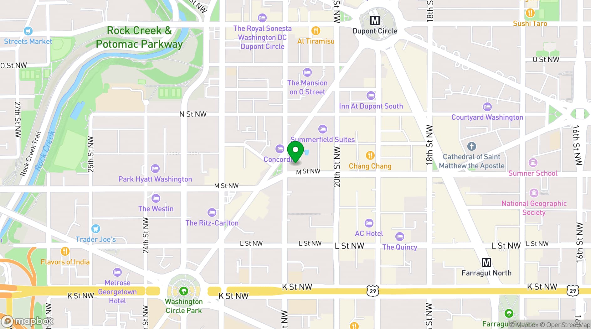 Map showing St. Gregory Hotel