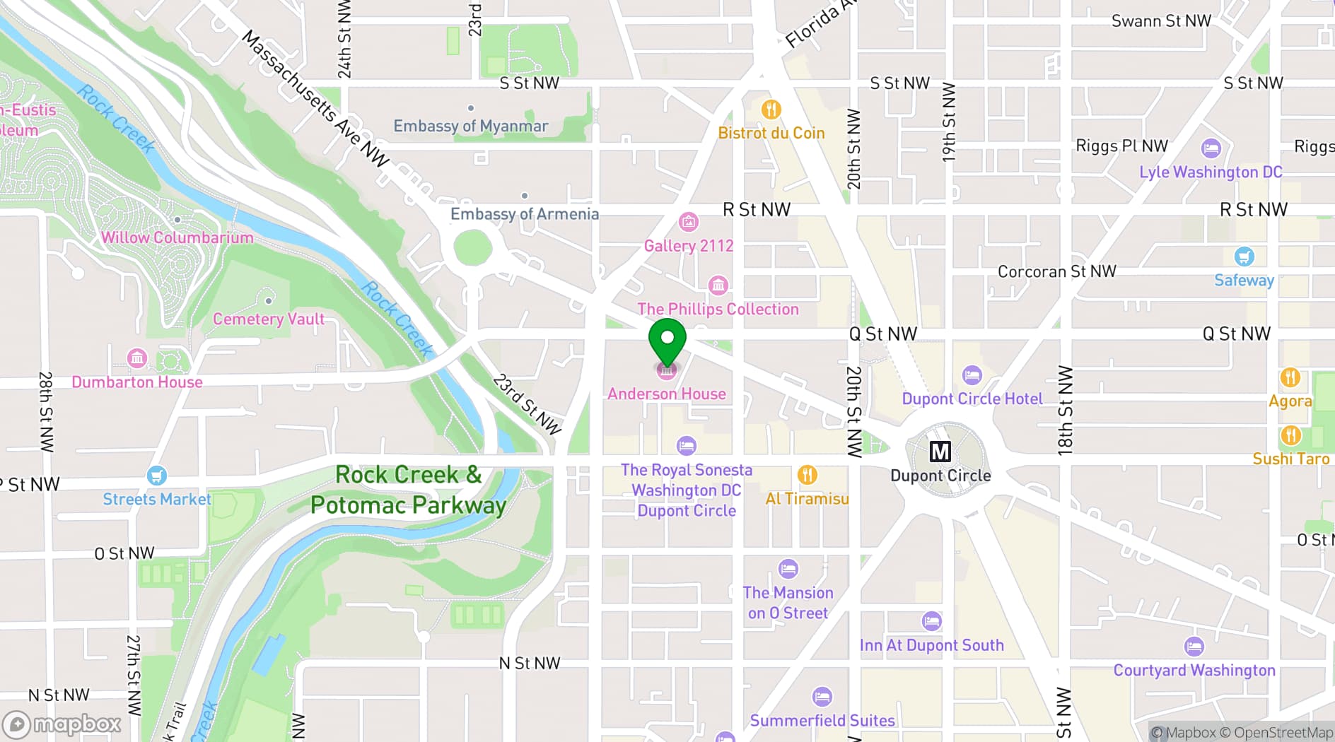 Map showing Anderson House