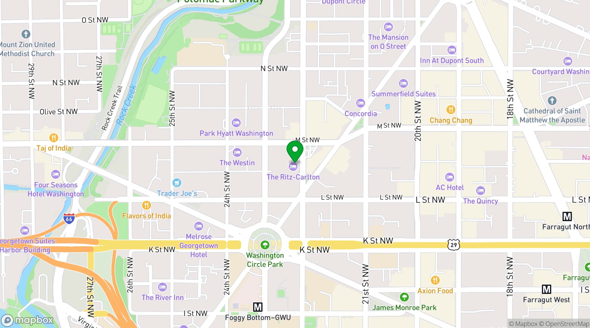Map showing The Ritz-Carlton, Washington, DC